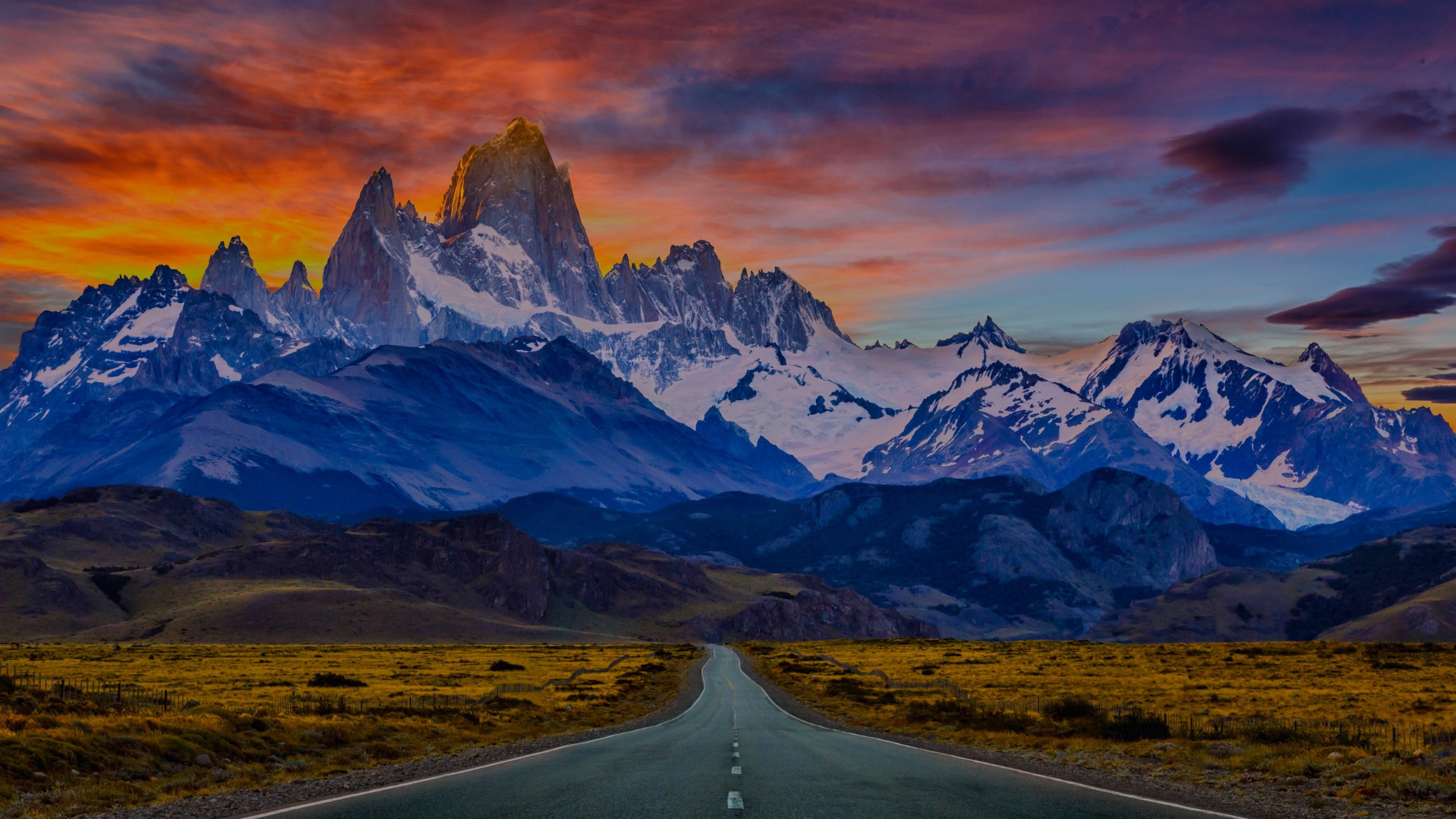 snowcapped mountain, highland, nature, 4K, landscape, scenics - nature, southern patagonian ice field, tranquil scene, mountain, cloud - sky, cerro fitzroy, HD Wallpaper