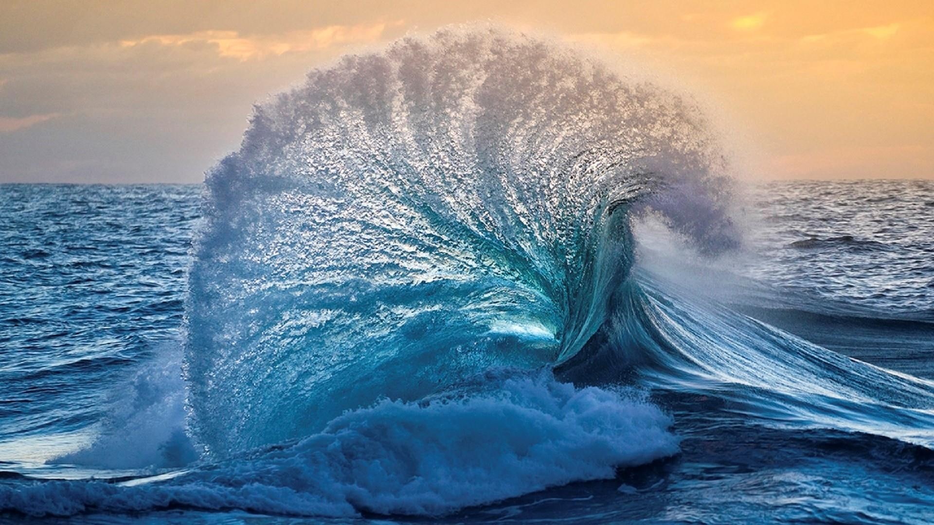waves, sea, nature, wave, sunset, 1080P, ocean, water, HD Wallpaper