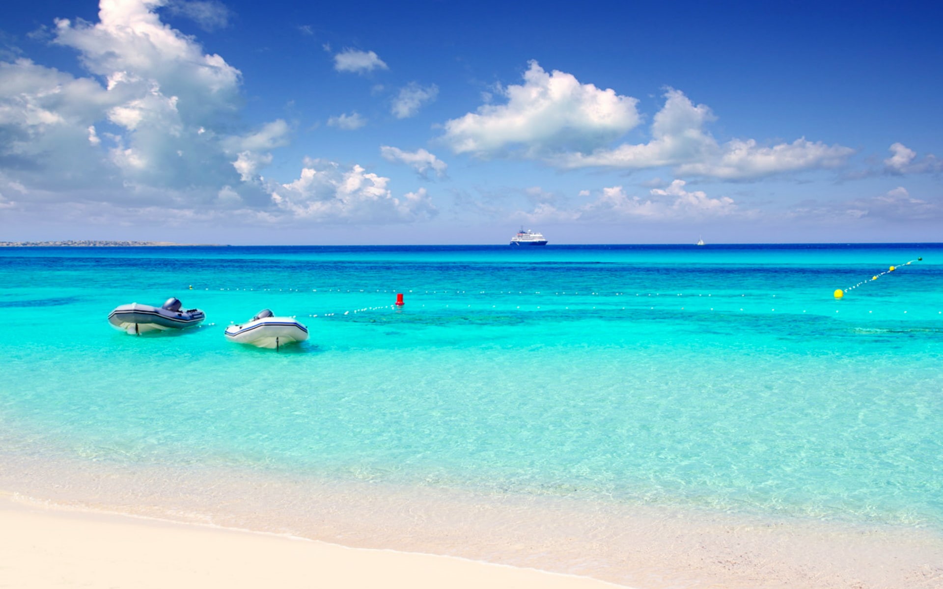blue, high, spain, ses, illetes, paradise, definition, turquoise, sandy, beaches, mediterranean, sea, hd, formentera, 1080P, de, real, sky, HD Wallpaper