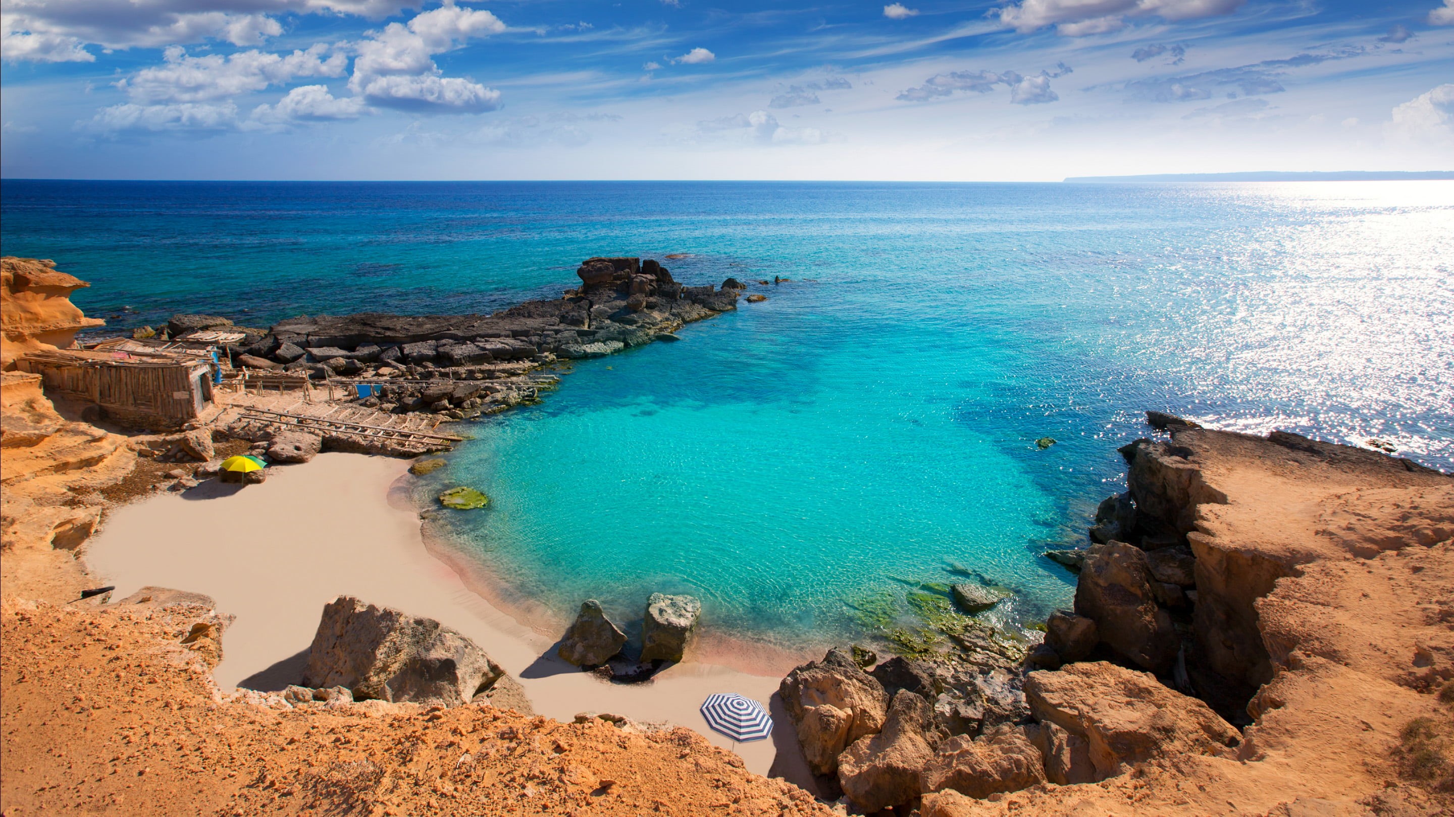 scenics - nature, beauty in nature, island, non-urban scene, outdoors, tranquil scene, land, turquoise colored, horizon, mediterranean, solid, formentera, HD Wallpaper