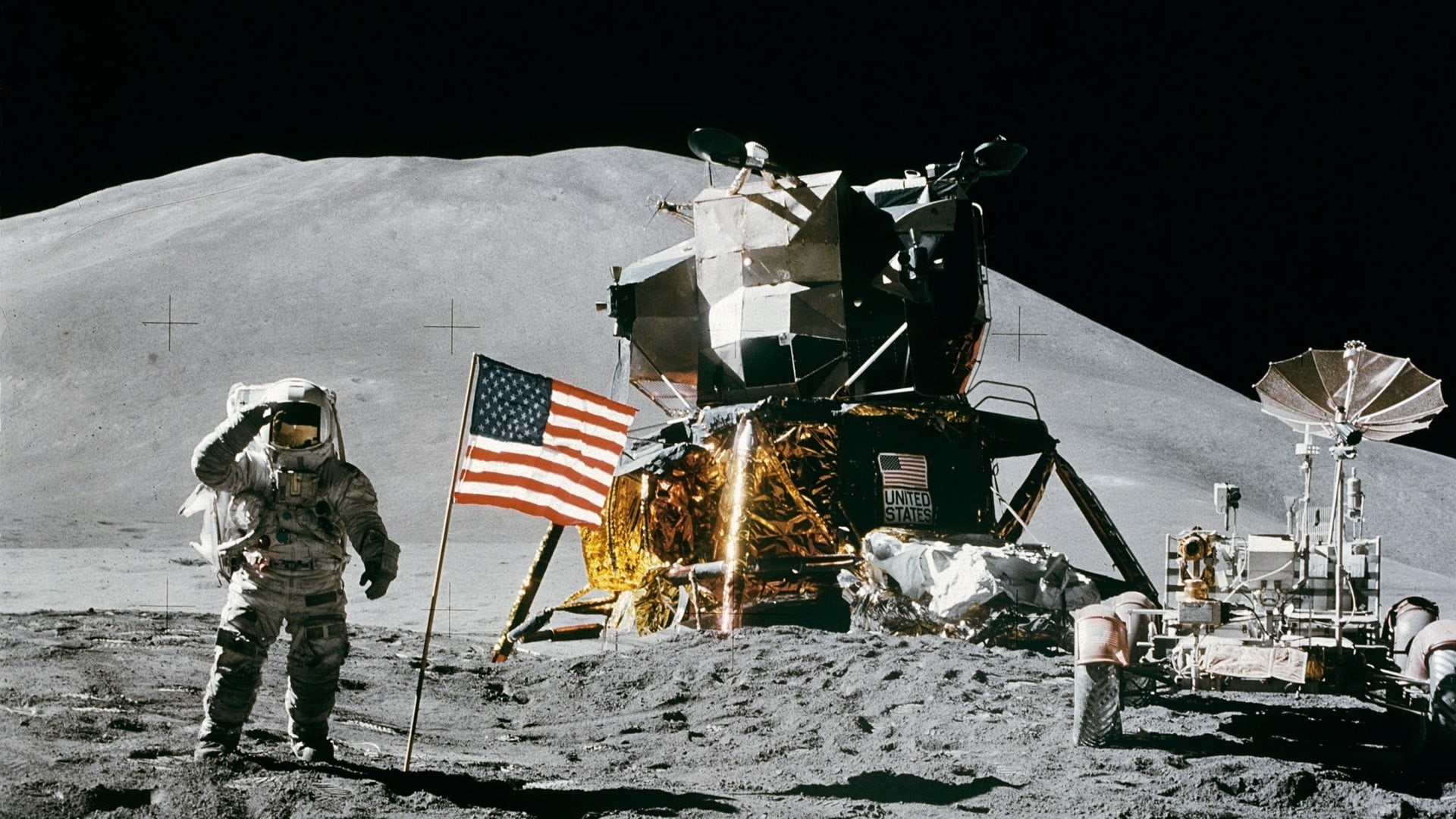 full length, astronaut, cold temperature, uniform, commemorative, Moon, flag, winter, NASA, people, military, real people, clothing, army, patriotism, two people, HD Wallpaper
