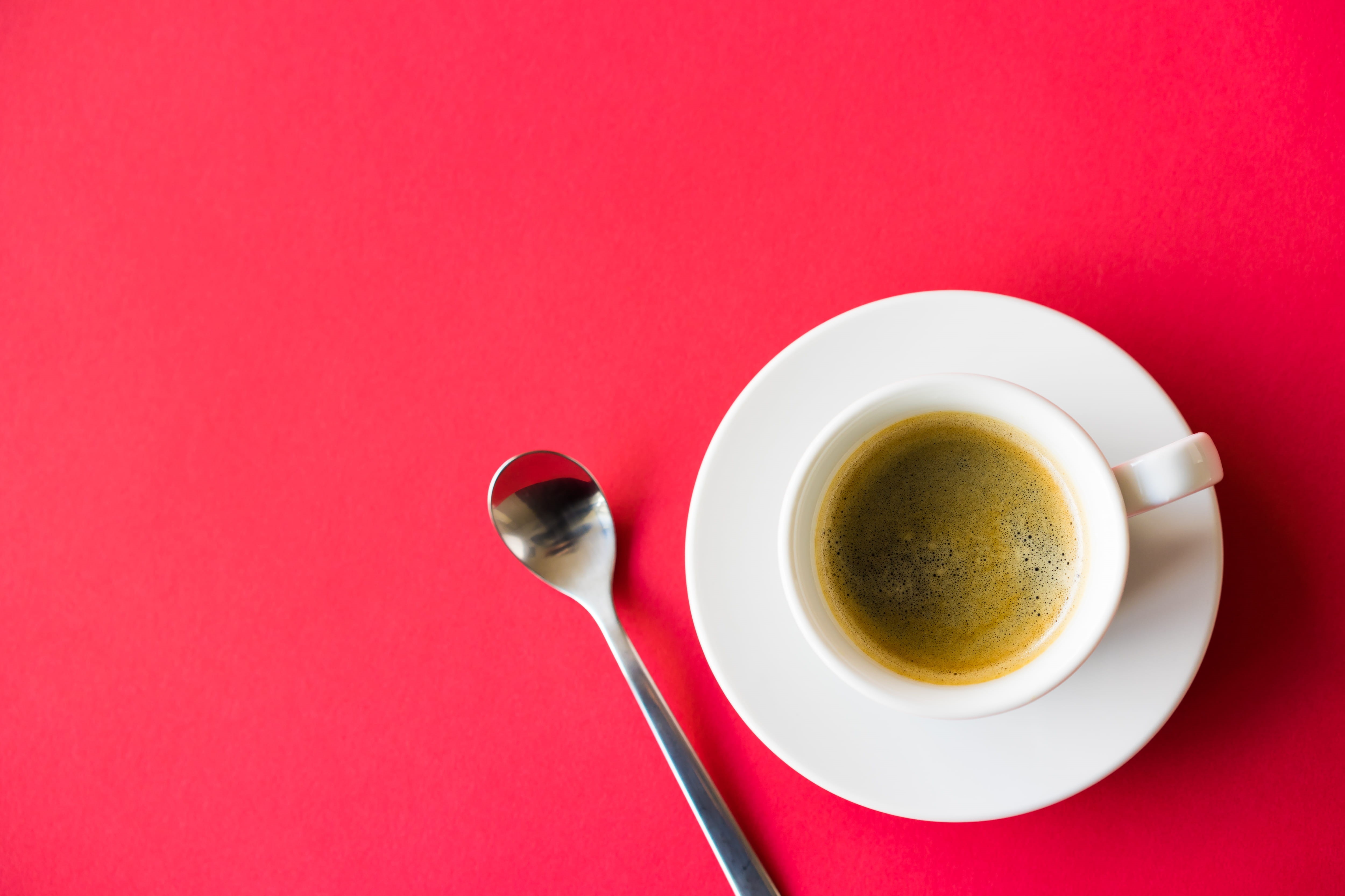 flat design, bar, text, indoors, colored background, coffee cup, copy space, refreshment, still life, top, space, freshness, eating utensil, spoon, crockery, HD Wallpaper