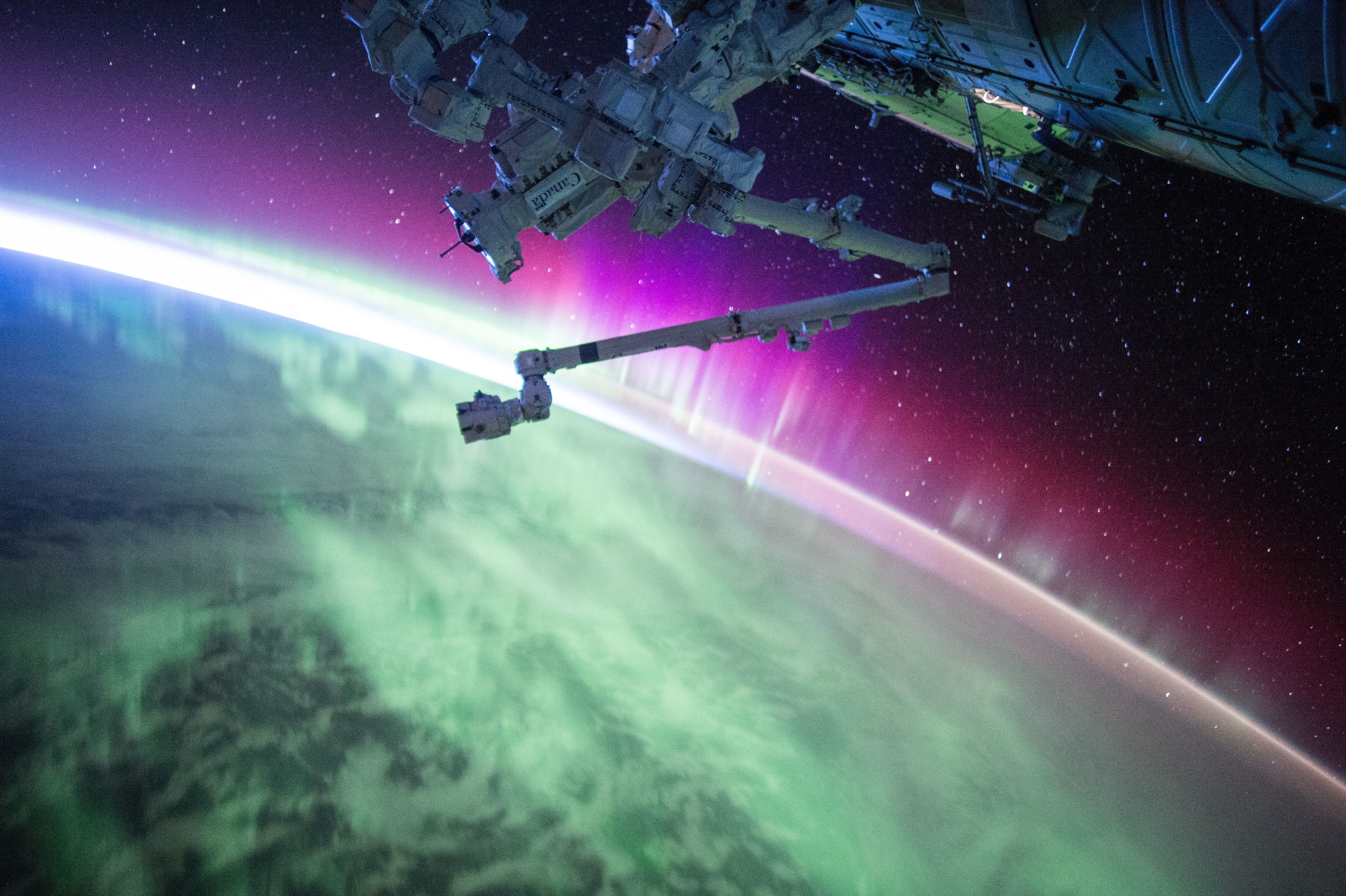 science, spacecraft, space station, exploration, astronomy, night, festival, module, shuttle, lighting equipment, space, aurora borealis, motion, water, HD Wallpaper