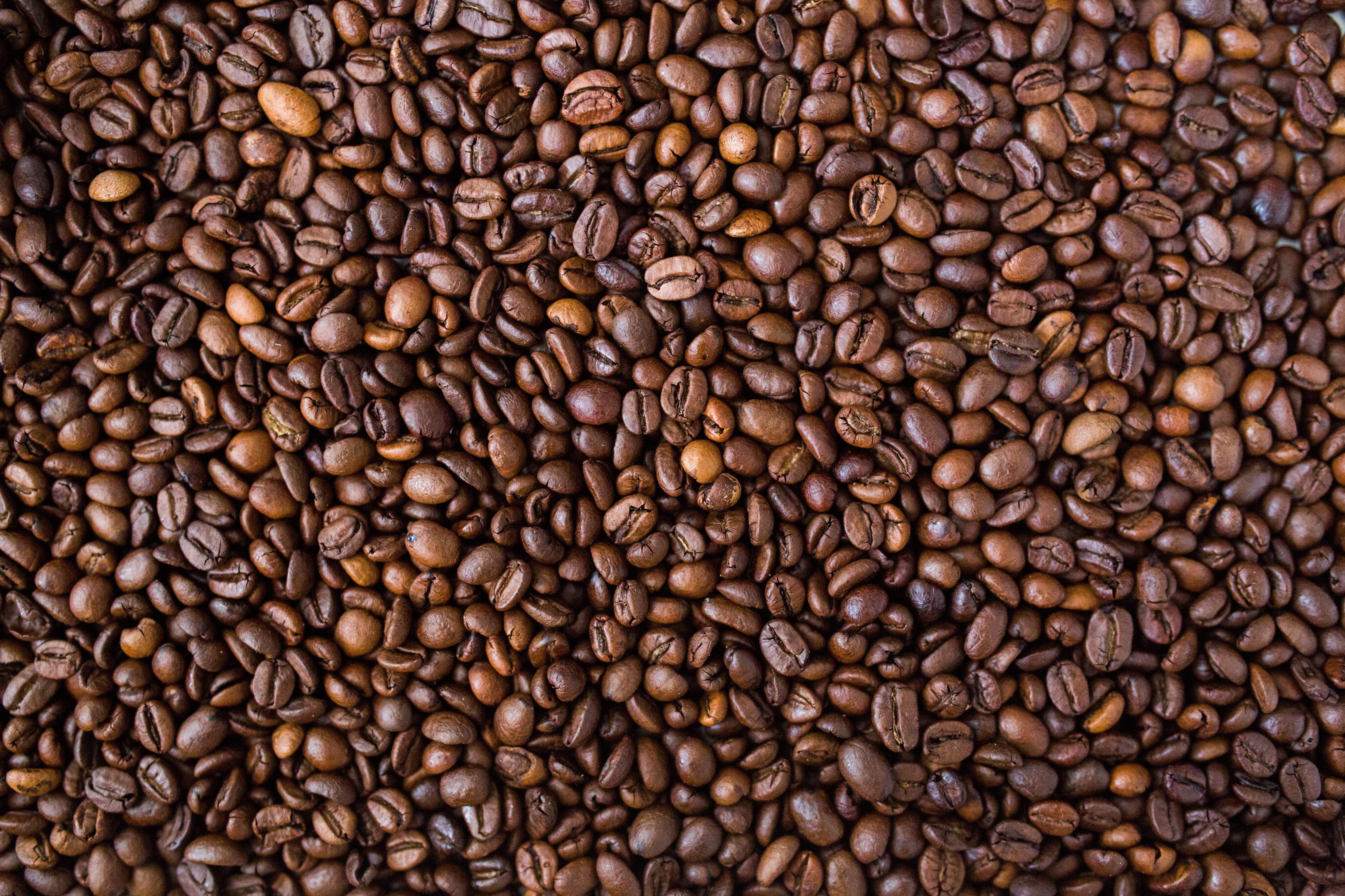 pattern, large group of objects, coffees, coffee - drink, backgrounds, raw coffee bean, coffee beans, food, 5K, brown, texture, heap, coffee crop, textured effect, HD Wallpaper