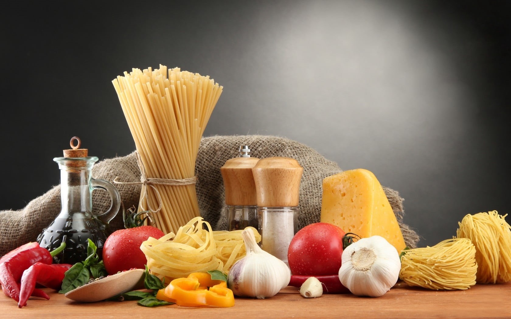 macaroni, vegetable, studio shot, tomato, herb, parmesan Cheese, black background, backgrounds, food, salt, healthy Eating, still life, fruit, spice, dieting, HD Wallpaper