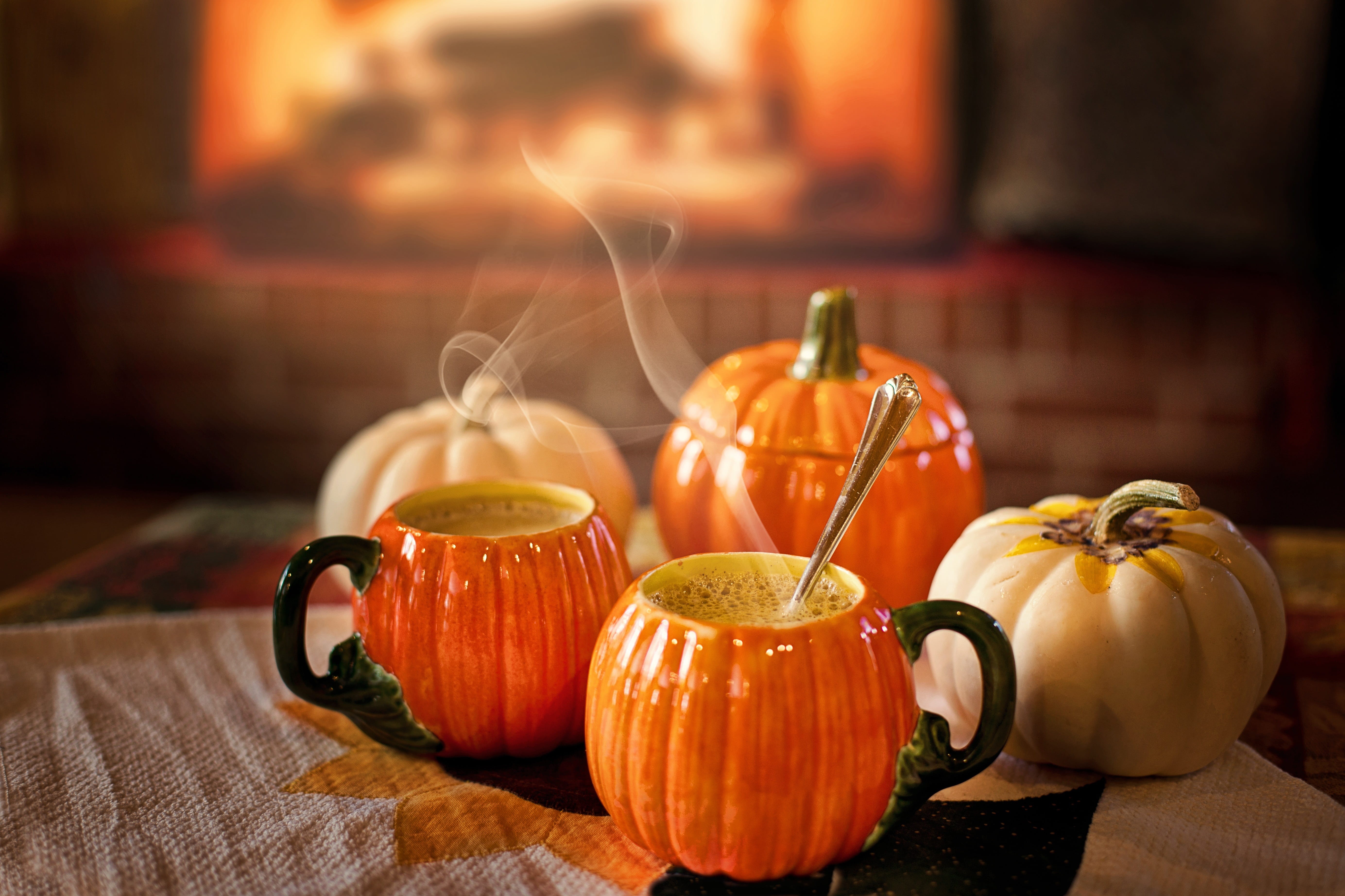 fall, glass, warm, indoors, thanksgiving, no people, household equipment, focus on foreground, teapot, vegetable, autumn, mug, drink, sweet, cup, halloween, HD Wallpaper