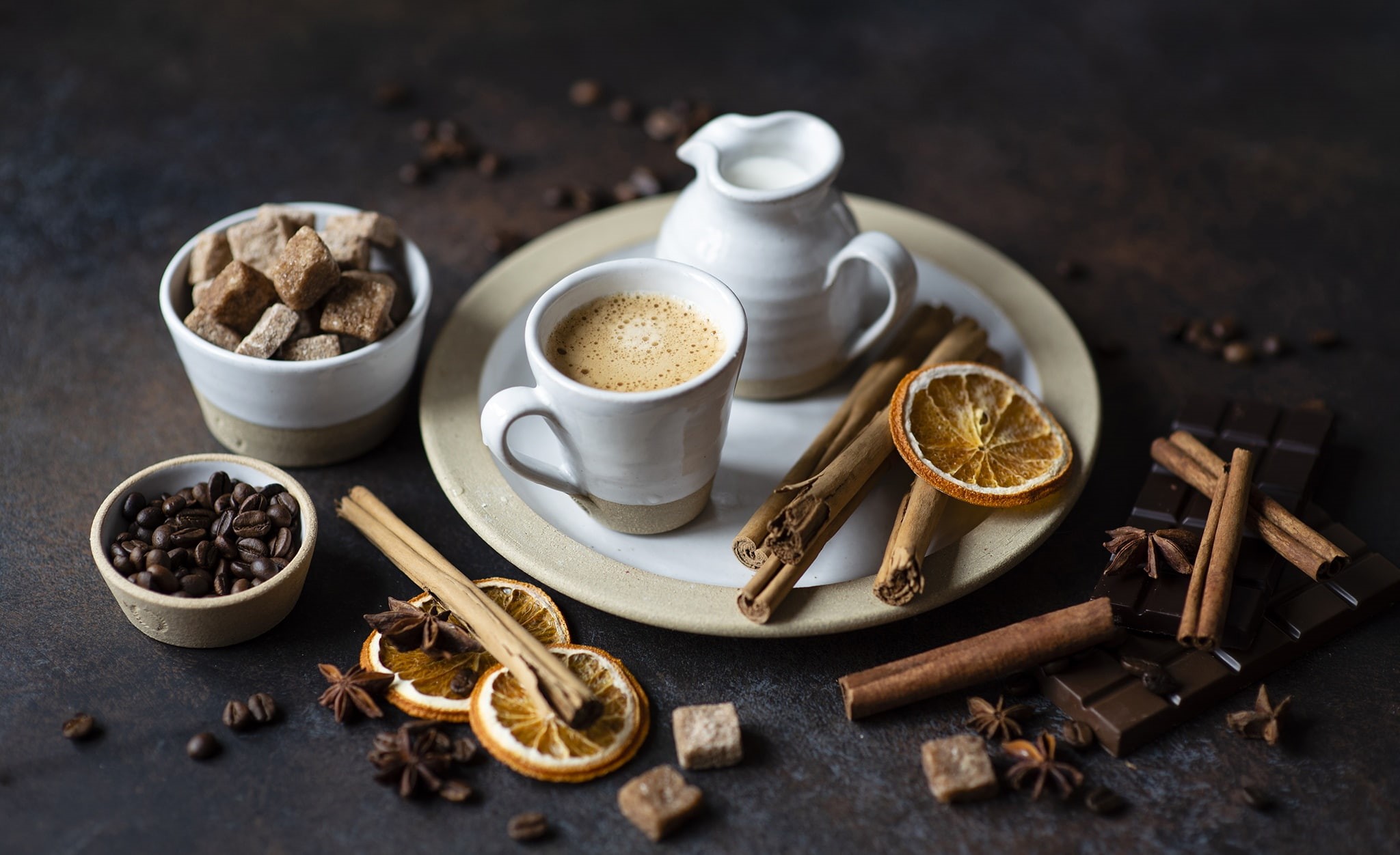 still life, 1080P, sweets, food, cappuccino, cinnamon, HD Wallpaper