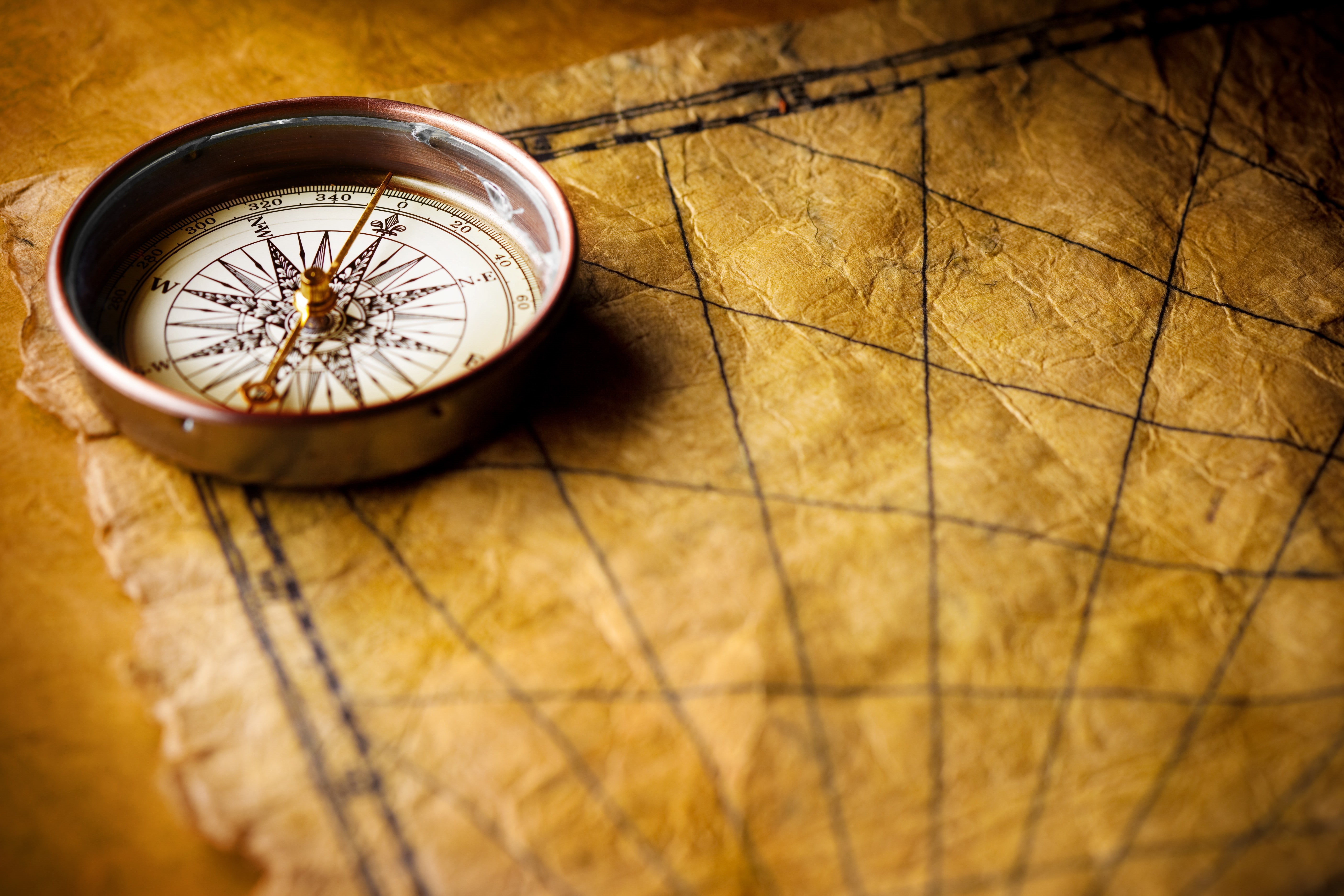 map, compass, 5K, Arrow, HD Wallpaper