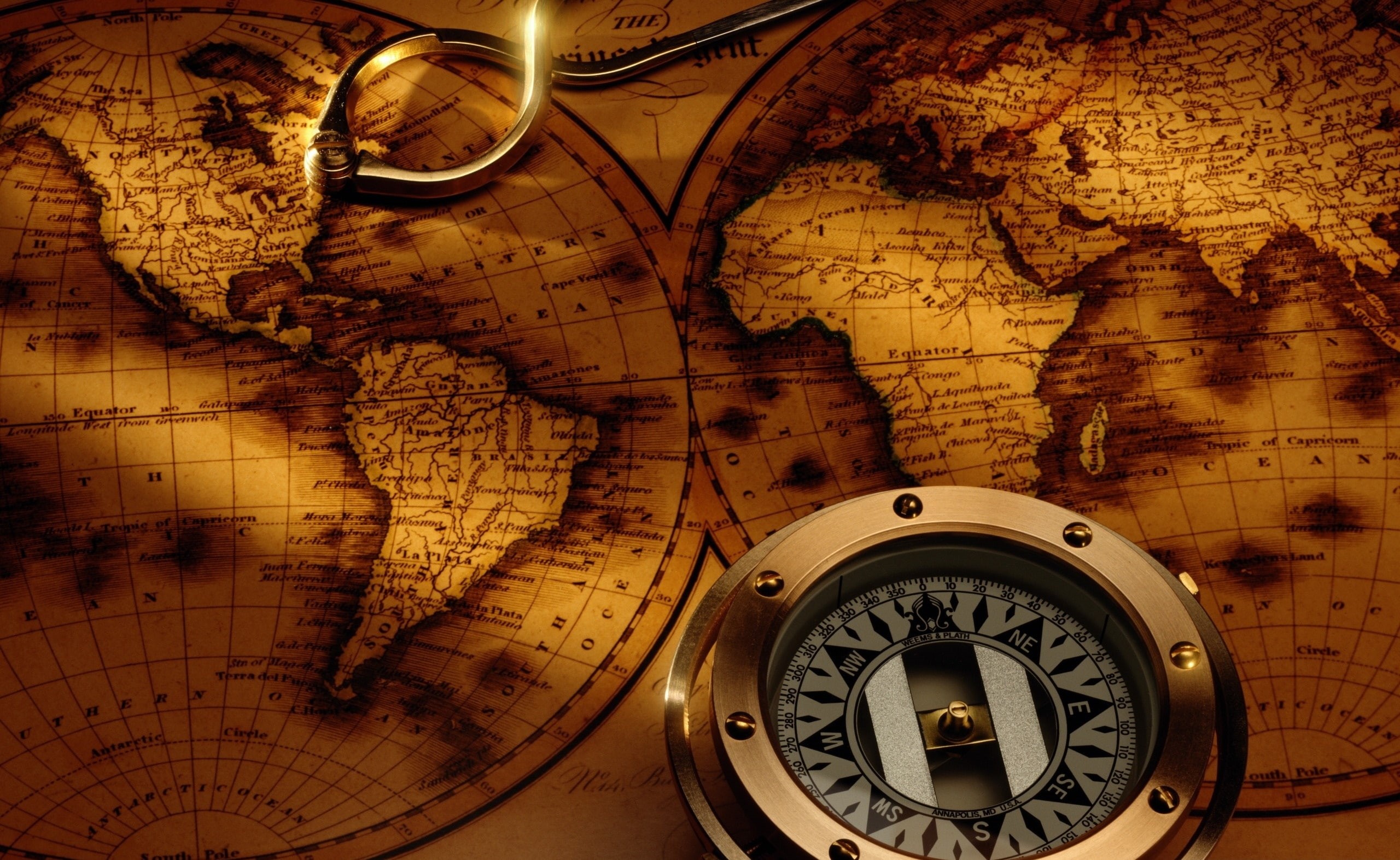 round, no people, navigational compass, Guidance, clock, Methods, direction, obsolete, accuracy, travel, old, retro styled, map, globe - man made object, HD Wallpaper