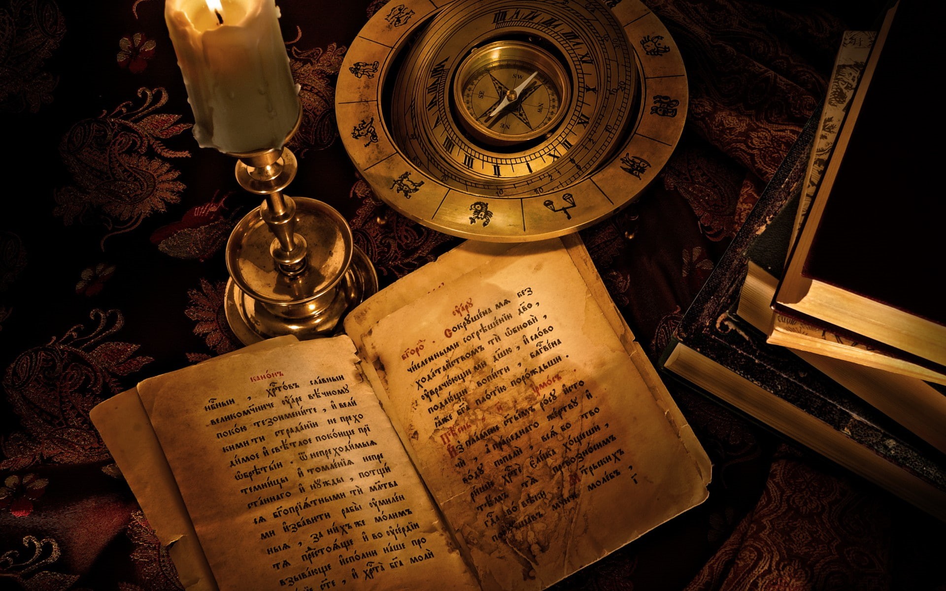 witch, dark, candle, lettering, potter, compass, 1080P, zodiac, book, harry, horror, signs, fantasy, HD Wallpaper