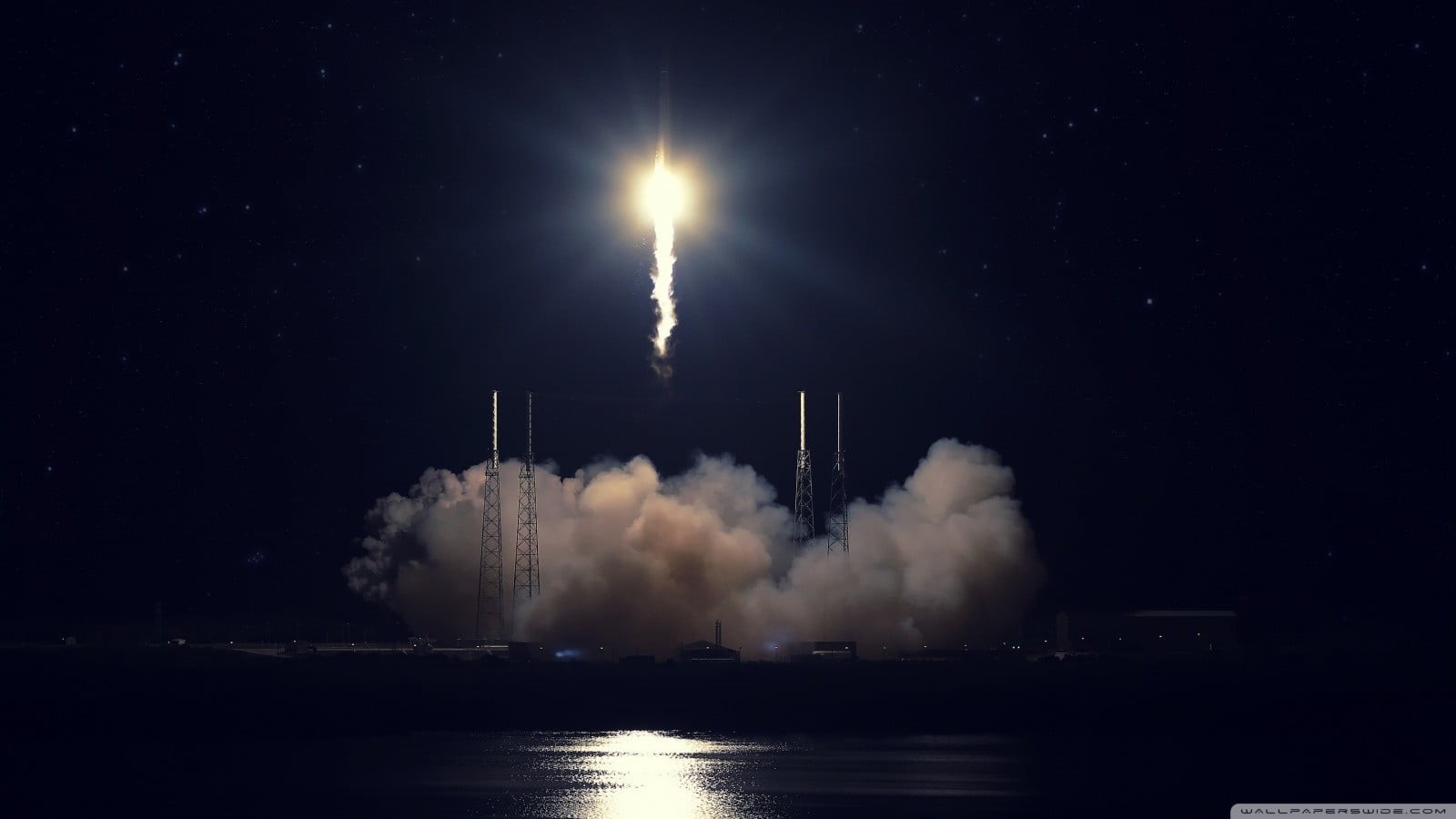 industry, Atlas V, sky, science, space, no people, built structure, outdoors, reflection, air pollution, environmental issues, rocket, aerospace industry, HD Wallpaper