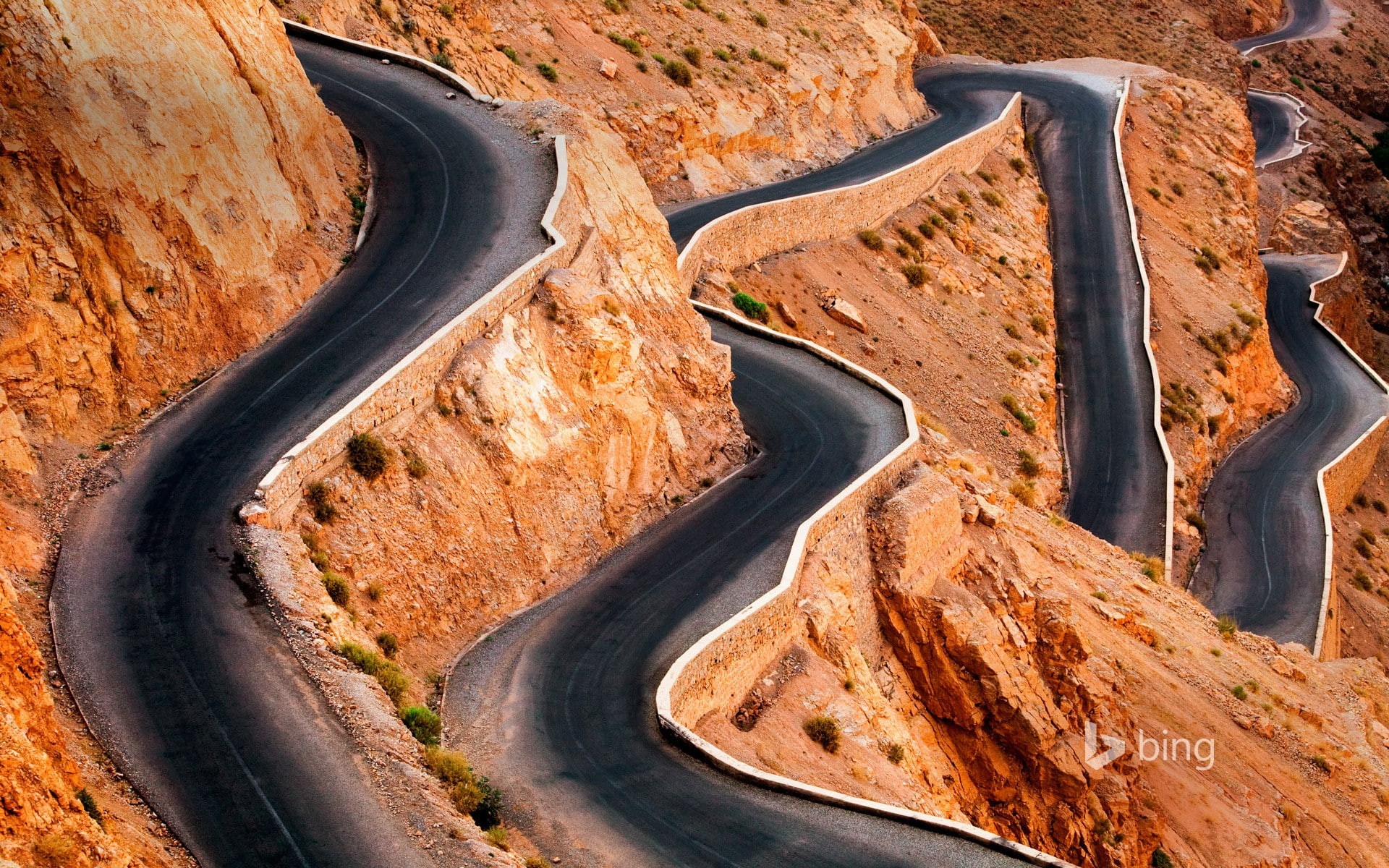 orange, road, environment, outdoors, curve, Atlas Mountains, landscape, nature, stones, high angle view, mountains, multiple lane highway, non-urban scene, HD Wallpaper