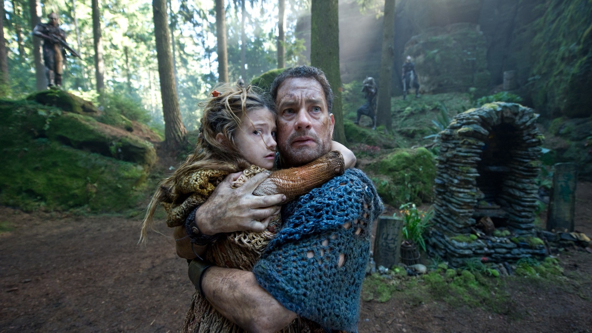 adult, tree, plant, 1080P, holding, Tom Hanks, togetherness, Cloud Atlas, women, outdoors, day, movie scenes, men, child, movies, childhood, males, looking at camera, HD Wallpaper