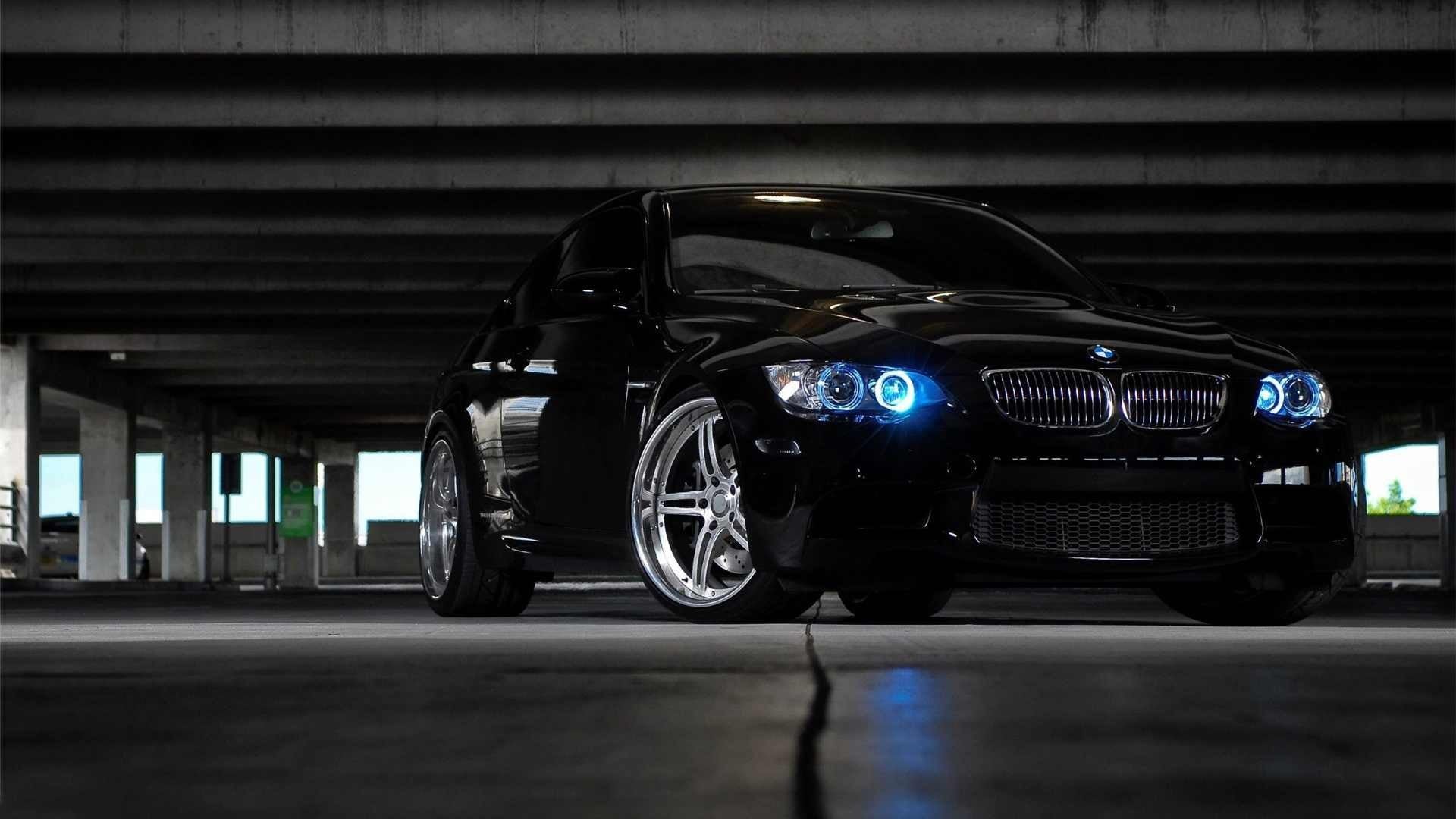 indoors, black cars, BMW, coupe, 1080P, no people, black color, architecture, travel, parking garage, speed, black, land vehicle, night, lighting equipment, HD Wallpaper