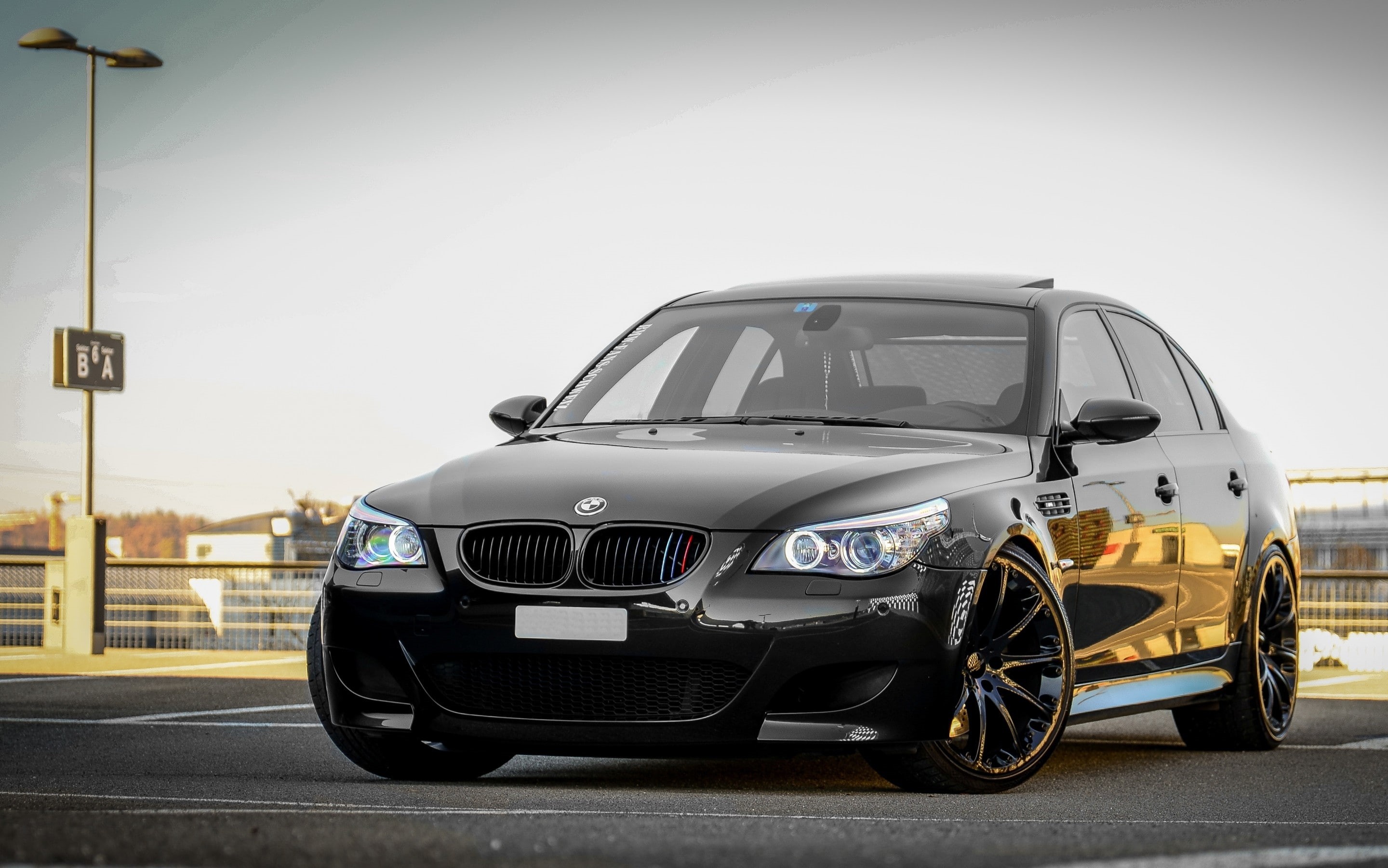 bmw, 2K, m, parking, m5, black, Sedan, sky, E60, e, HD Wallpaper