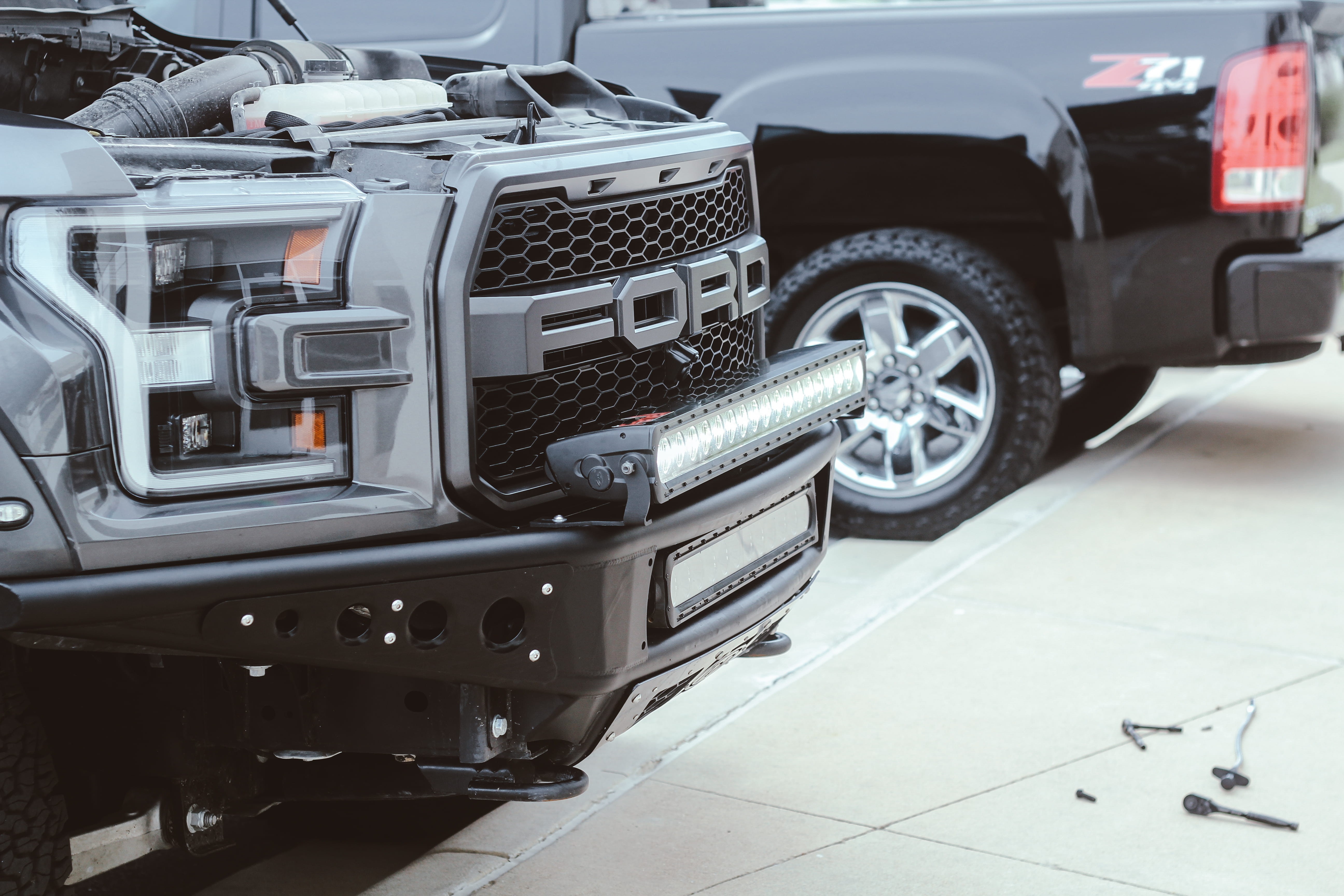 gray, wheel, light, technology, van, automobile, retro styled, 5K, transportation, convertible, industrial equipment, day, raptor, truck, bumper, united states, HD Wallpaper