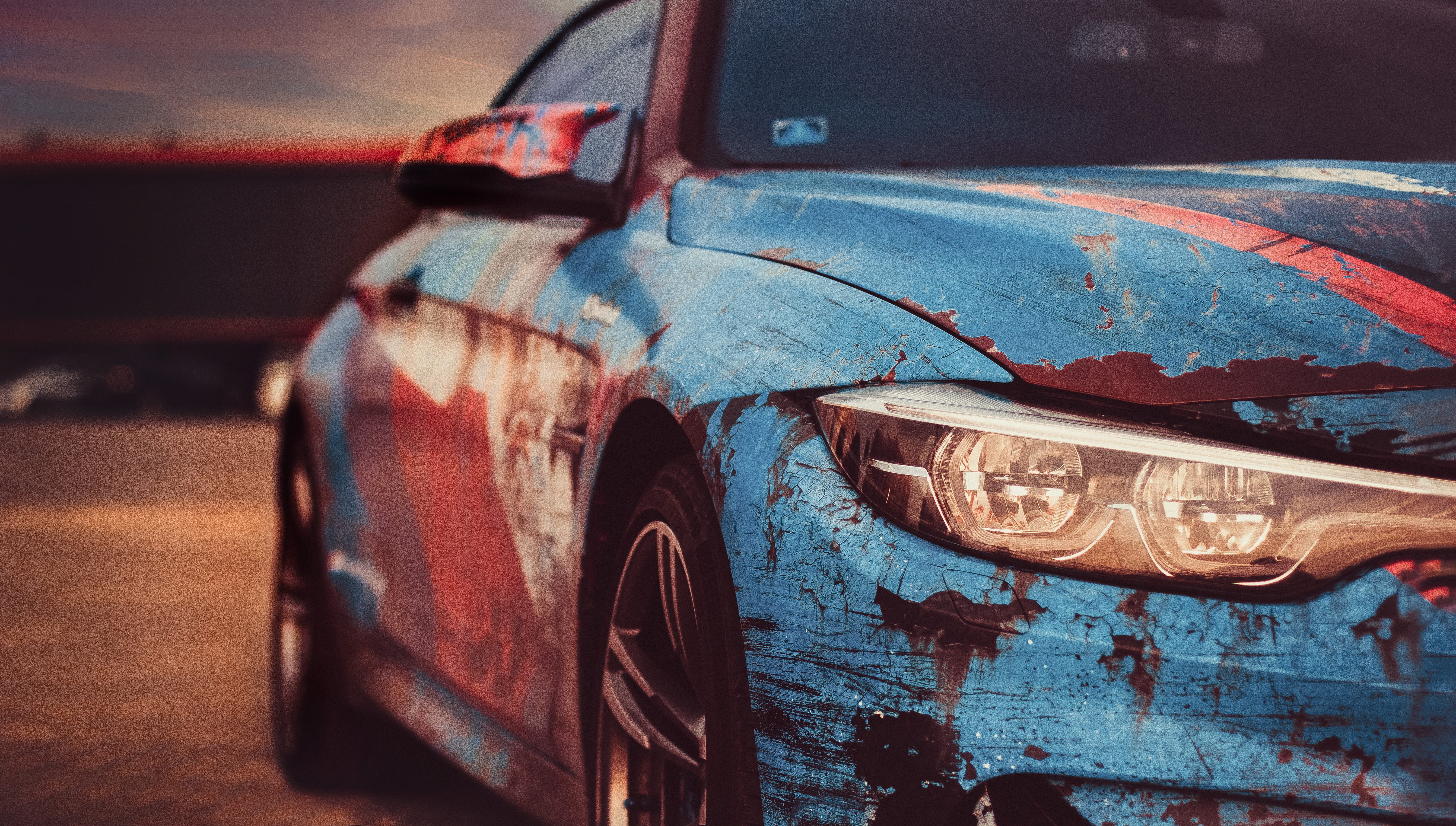 vehicle, series, transport, bmwm4, weathered, livery, sports Car, front View, shiny, tuning, bmw, speed, no People, light, focus, bumper, mirror, car, engine, HD Wallpaper