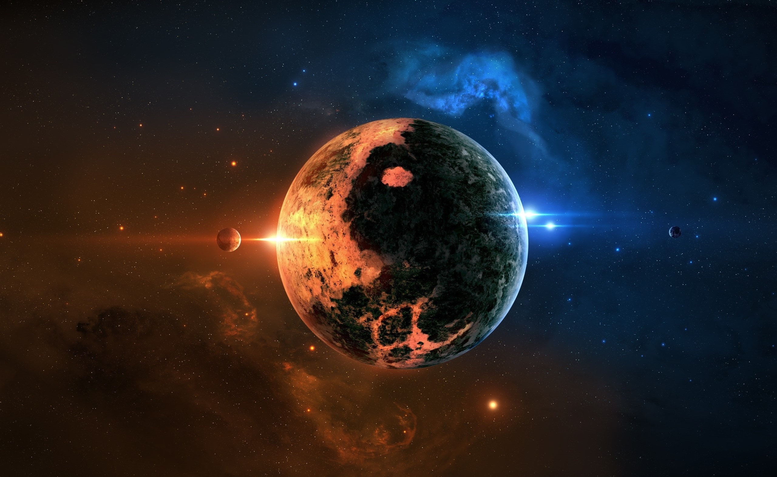 Space, Yang, yin, Planet, 2K, HD Wallpaper