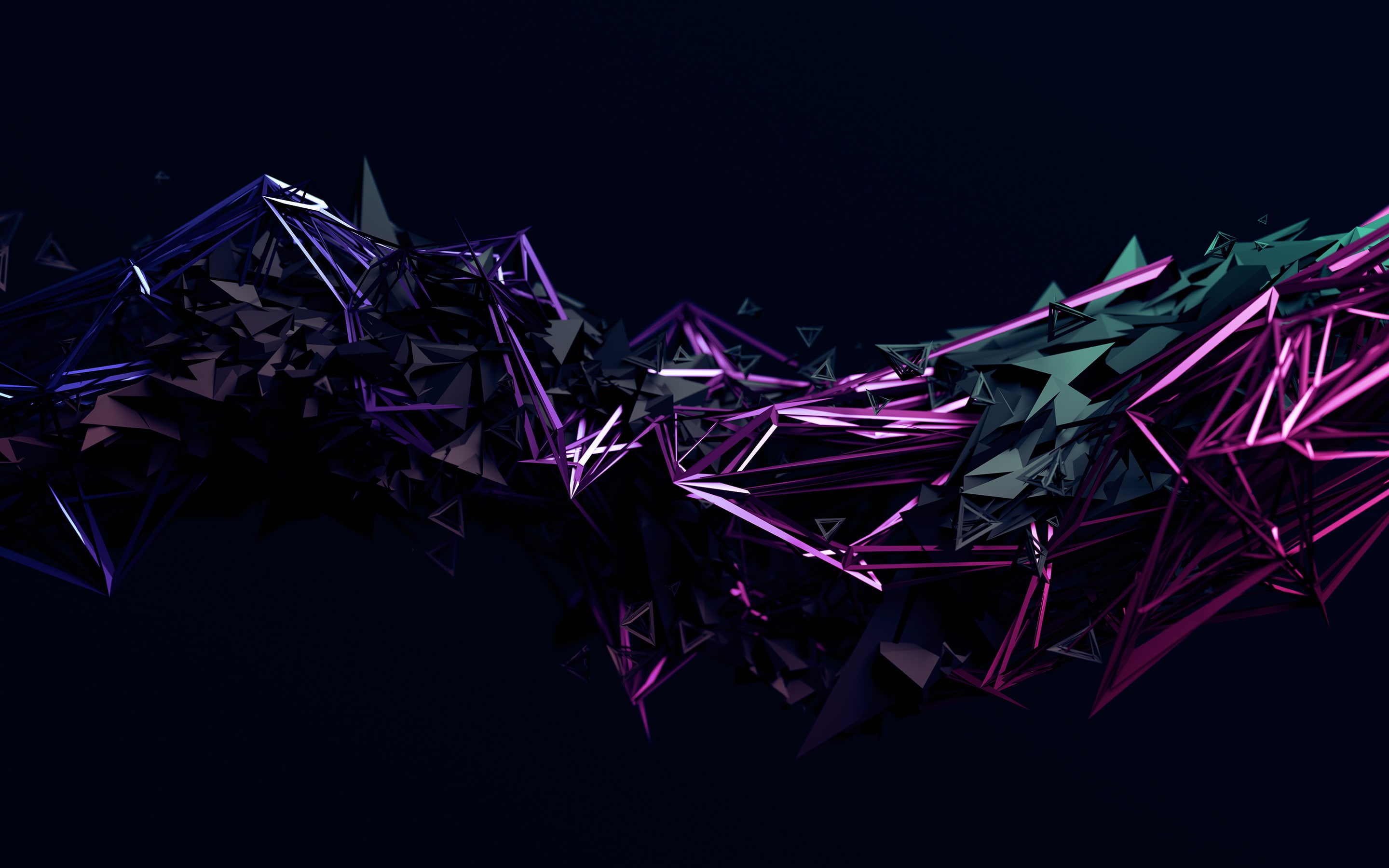 Dark, CGI, Render, Geometric, Polygonal, 2K, Shapes, HD Wallpaper