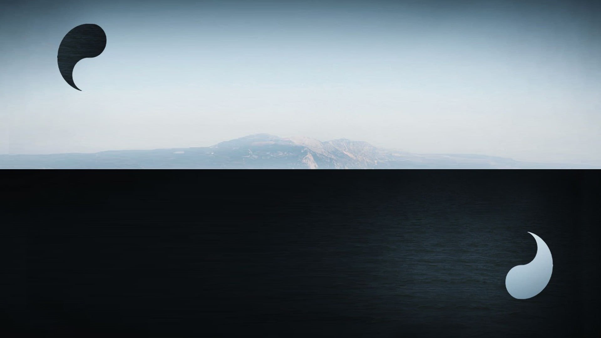 sky, sea, snowcapped mountain, rectangular, 1080P, clear sky, white, outdoors, scenics - nature, tranquil scene, wooden, table, day, non-urban scene, idyllic, HD Wallpaper