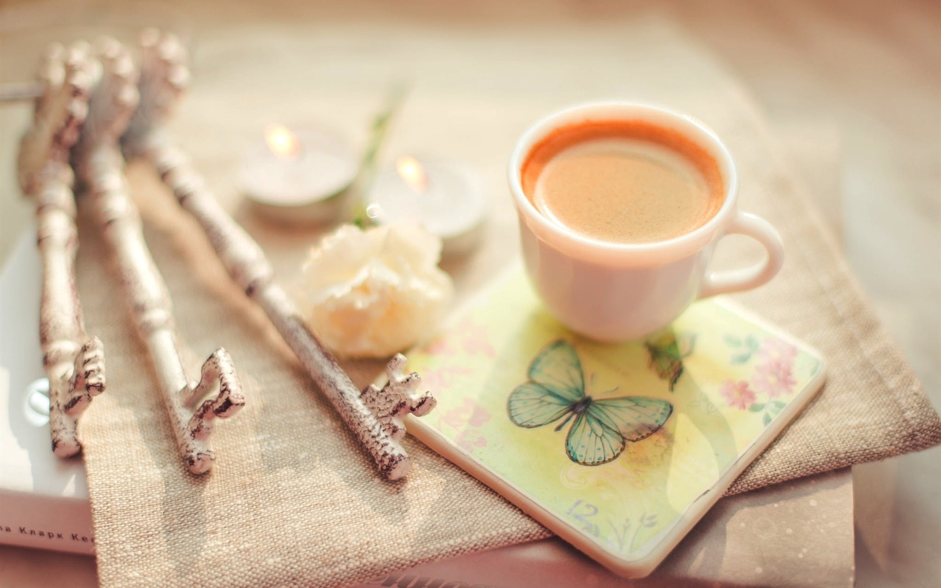 1080P, Coffee, Cup, Keys, Book, HD Wallpaper