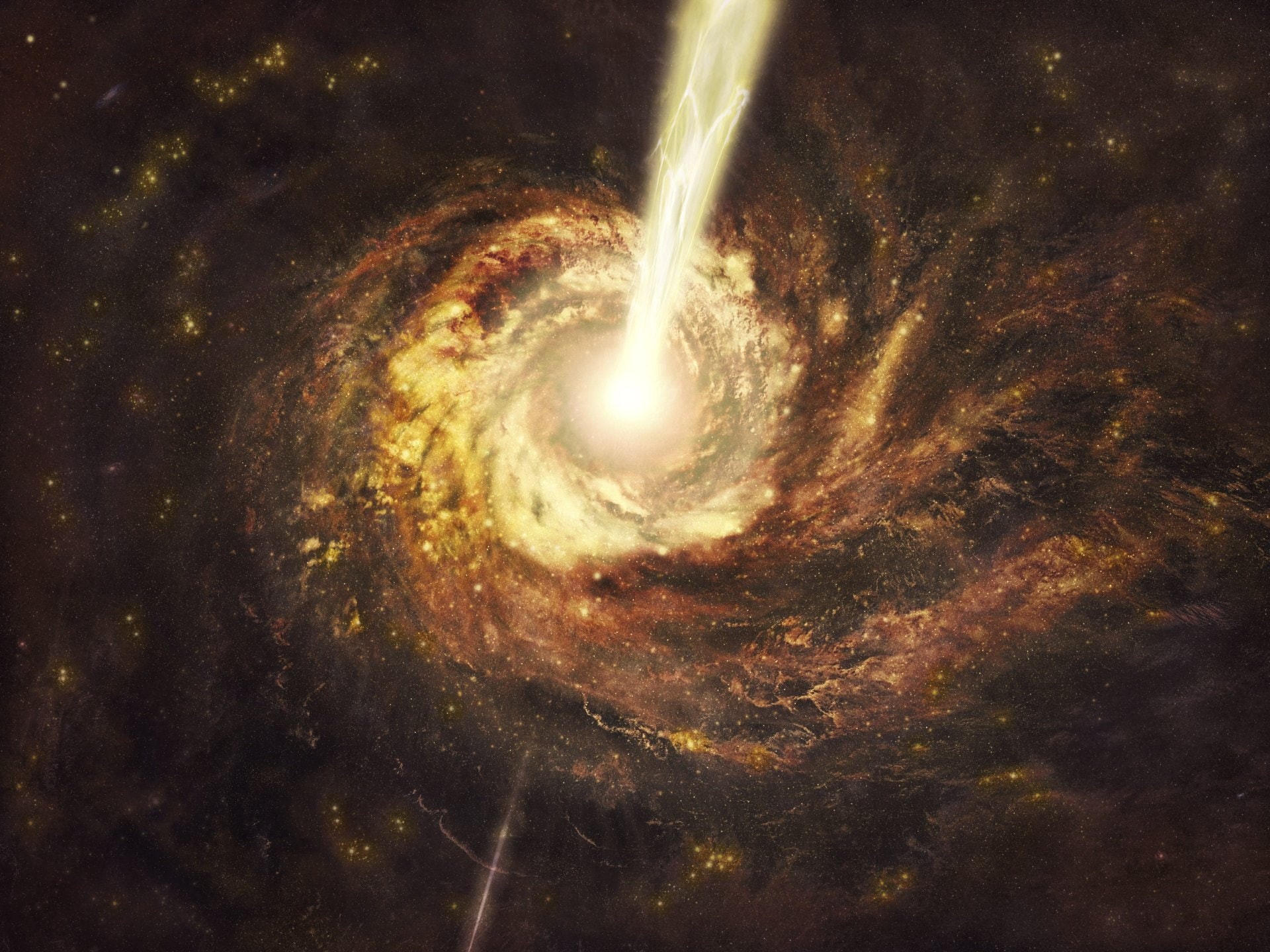 galaxy, Quasar, 1080P, Sci Fi, illustration, brown, HD Wallpaper