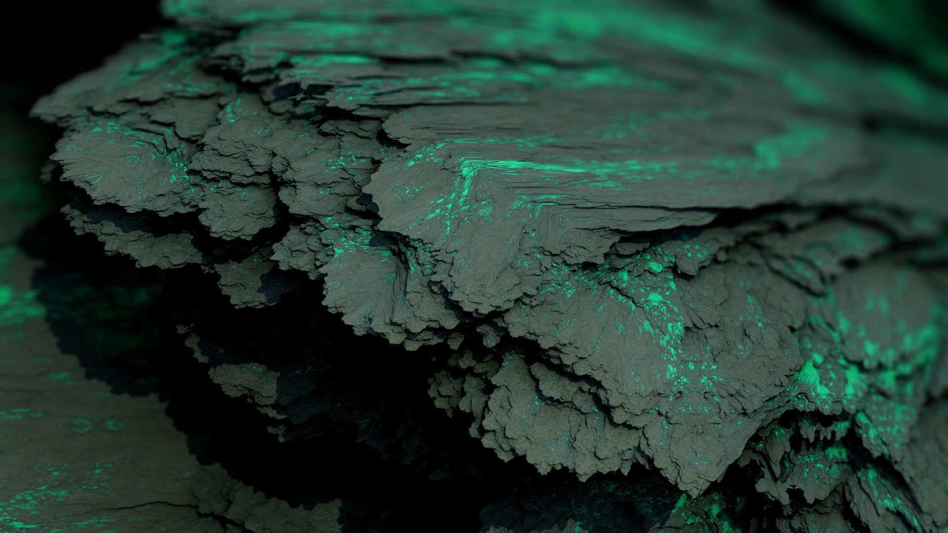 digital art, Procedural Minerals, abstract, artwork, CGI, green, 1080P, mineral, HD Wallpaper