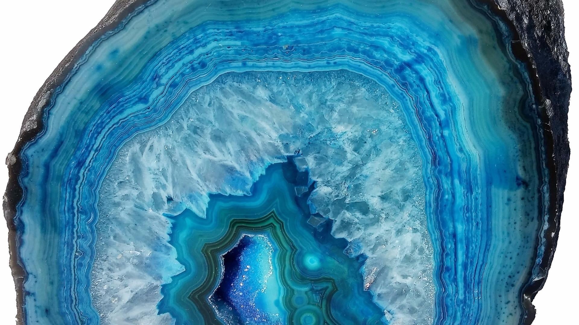 nature, natural pattern, semi-precious gem, 1080P, geology, abstract, outdoors, cross section, full frame, turquoise colored, sea, blue, no people, gem, HD Wallpaper