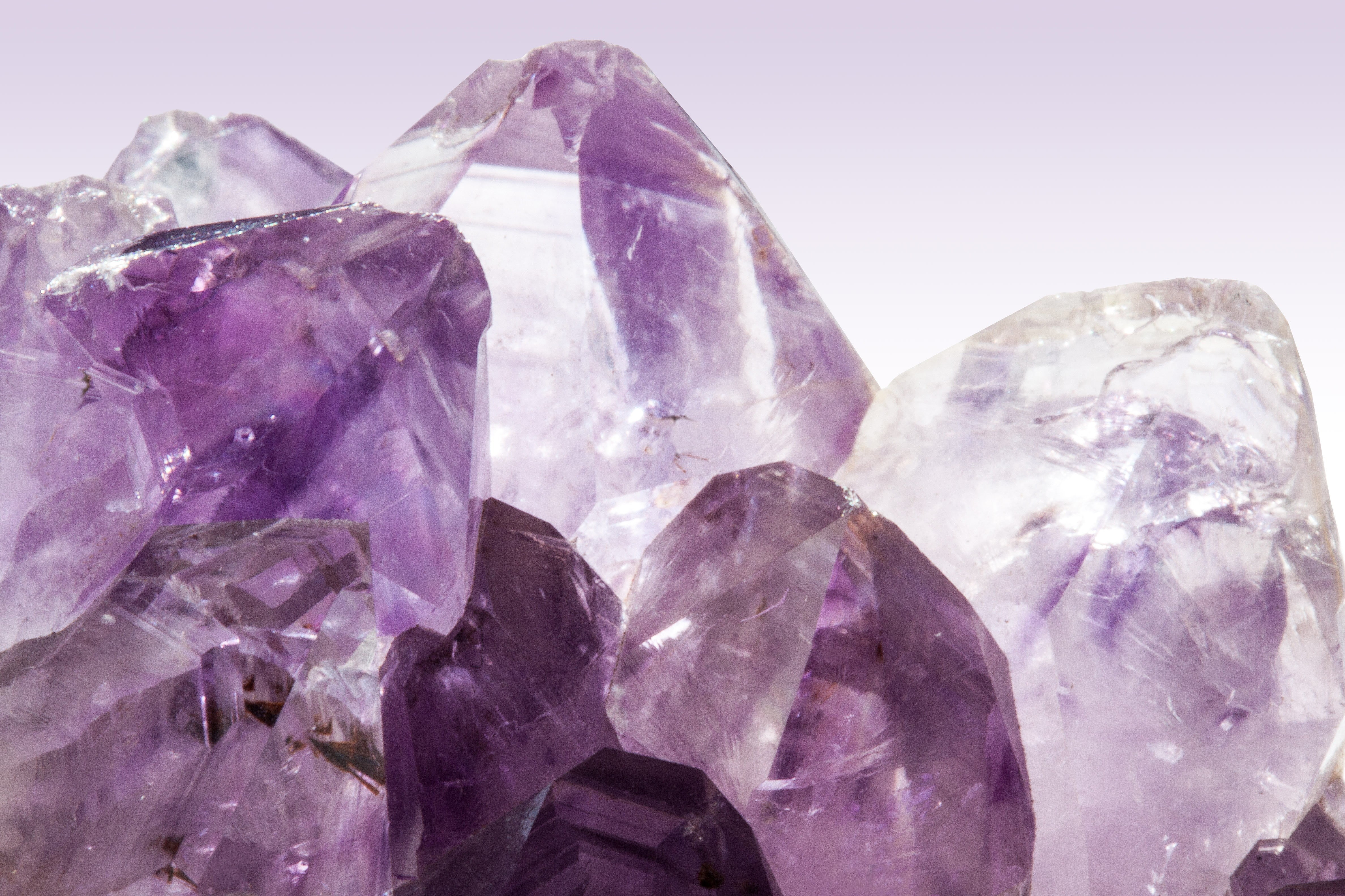 mineral, transparent, crystals, crystal, precious gem, close-up, stone, geology, nature, natural condition, studio shot, rock, semi-precious gem, amethyst, HD Wallpaper
