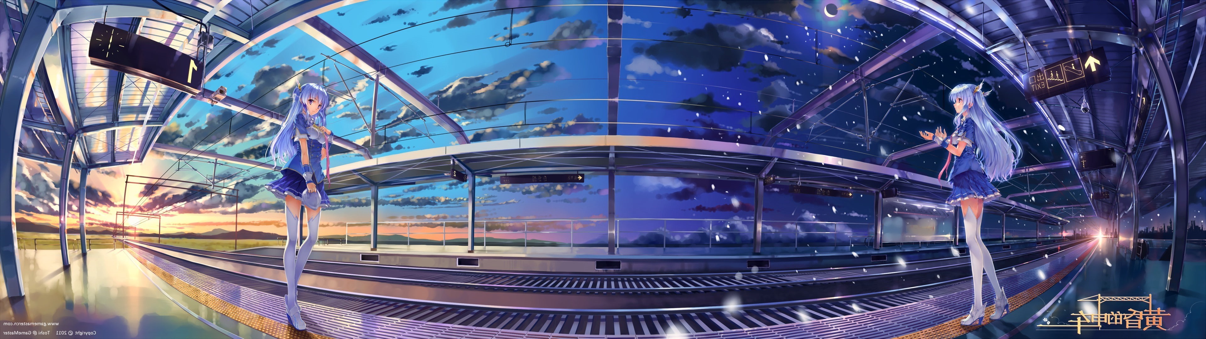 modern, motion, building exterior, building, built structure, office building exterior, city life, fish-eye lens, anime anime girls, panoramic, reflection, HD Wallpaper