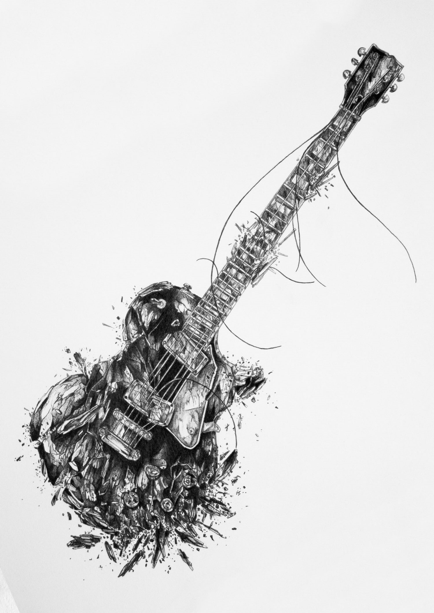minimalism, monochrome, electric guitar, white background, body part, digital art, drawing, cut out, animal wildlife, indoors, portrait display, ominous, Phone HD Wallpaper