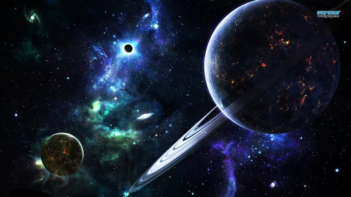 night, space art, sphere, eclipse, milky way, planetary rings, moon, light - natural phenomenon, futuristic, space and astronomy, stars, astronomy, ringed, HD Wallpaper