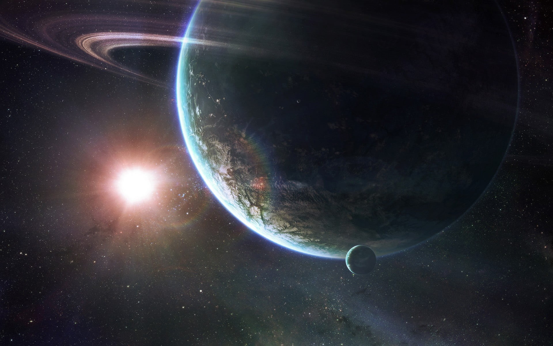 moon, space, saturn, nature, scenics - nature, night, no people, eclipse, glowing, outdoors, light - natural phenomenon, astronomy, space art, digital art, HD Wallpaper