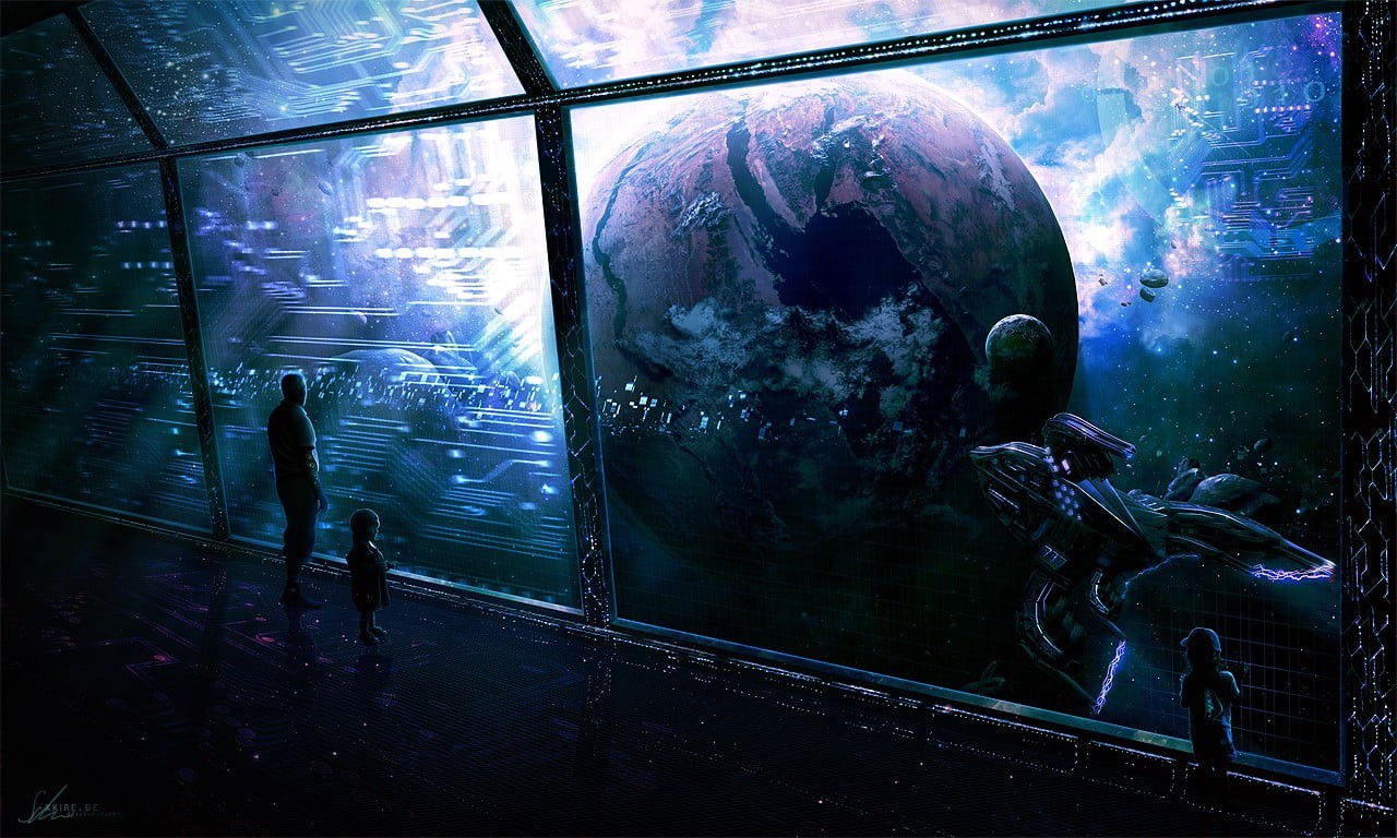 damaged, transportation, digital, people, abandoned, spaceship, planet, transparent, old, representation, 720P, science fiction, wall - building feature, HD Wallpaper