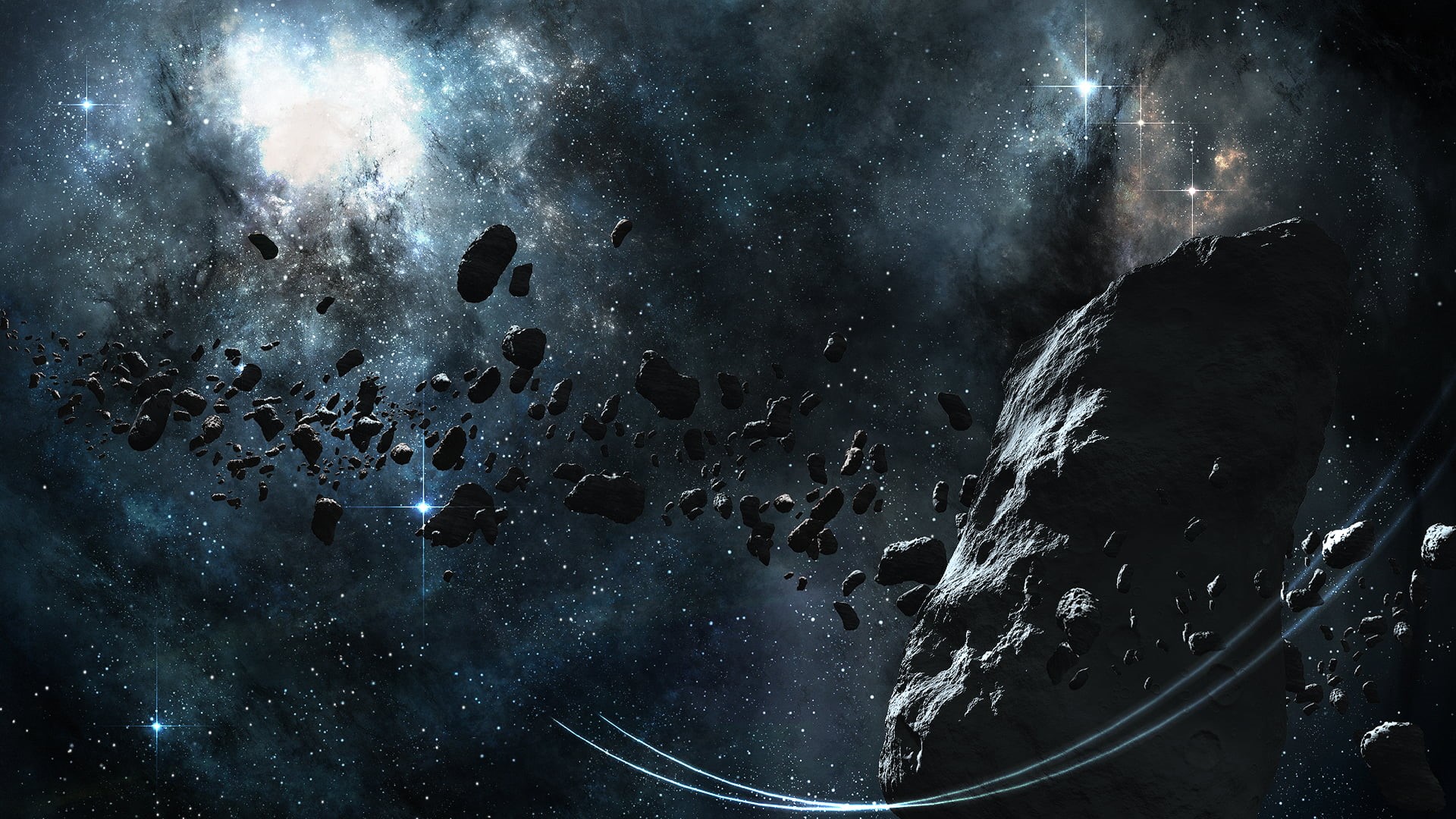 scenics - nature, dark, sea, low angle view, science, night, milky, milky Way, solid, space, weather, space art, rock, galactic, way, black Color, nebula, HD Wallpaper