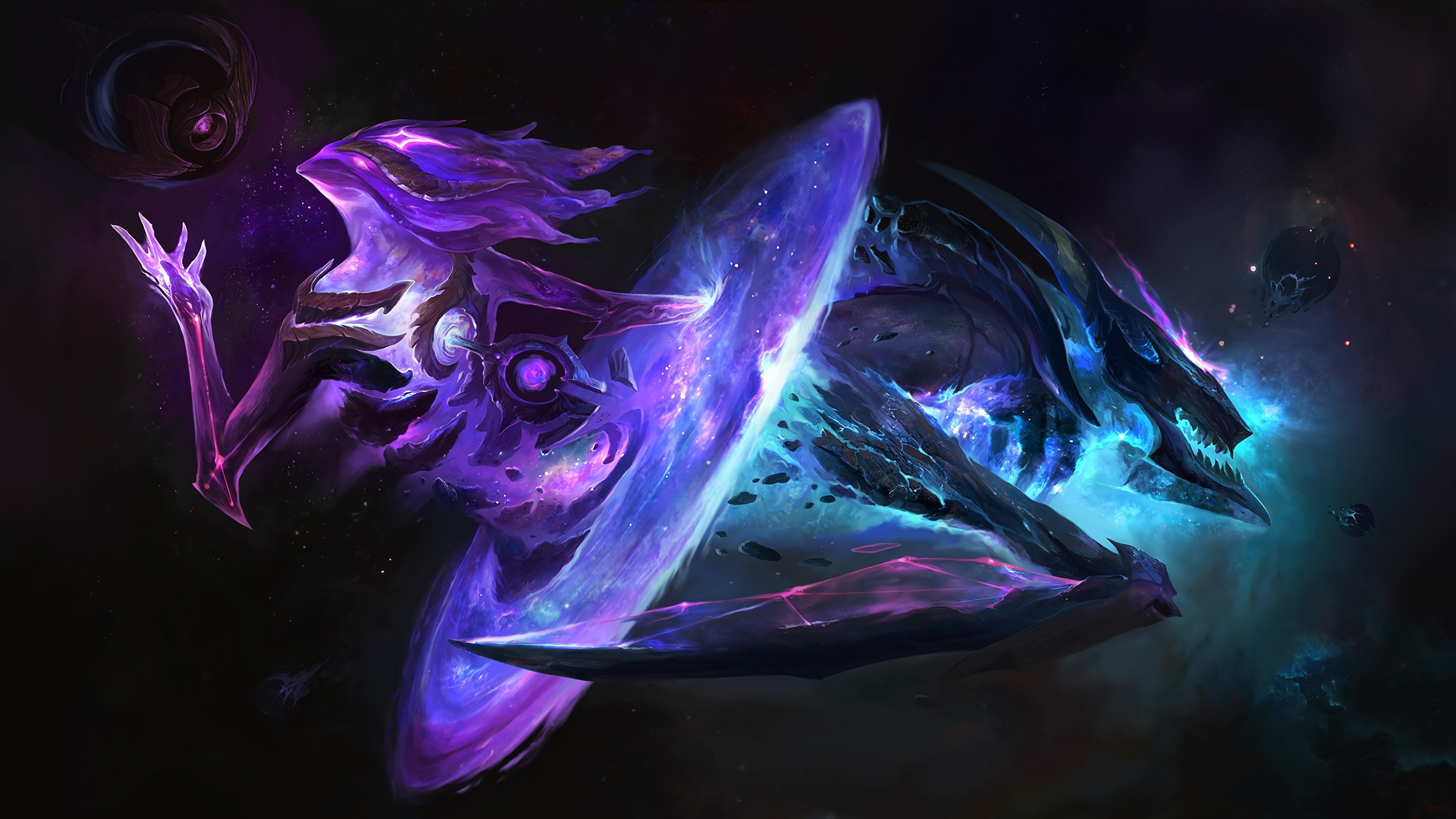 dark, no people, league of legends 4k hd  pic, jellyfish, animal, nature, water, multi colored, animals in the wild, sea, marine, sea life, luminosity, HD Wallpaper