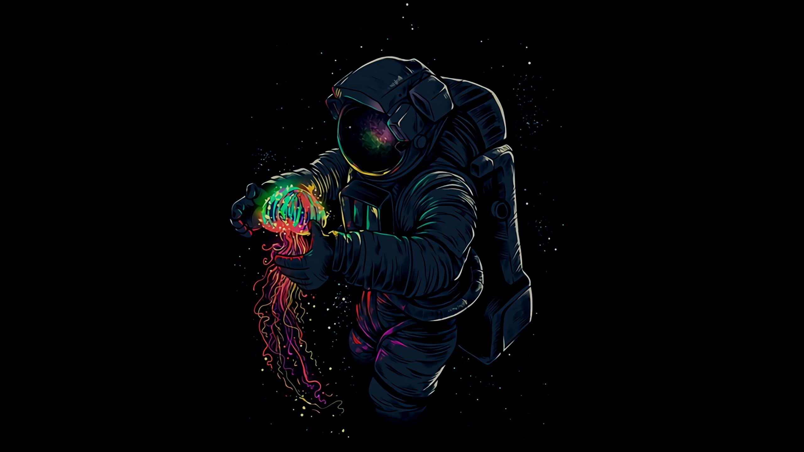 artwork, 2K, astronaut, space, jellyfish, HD Wallpaper