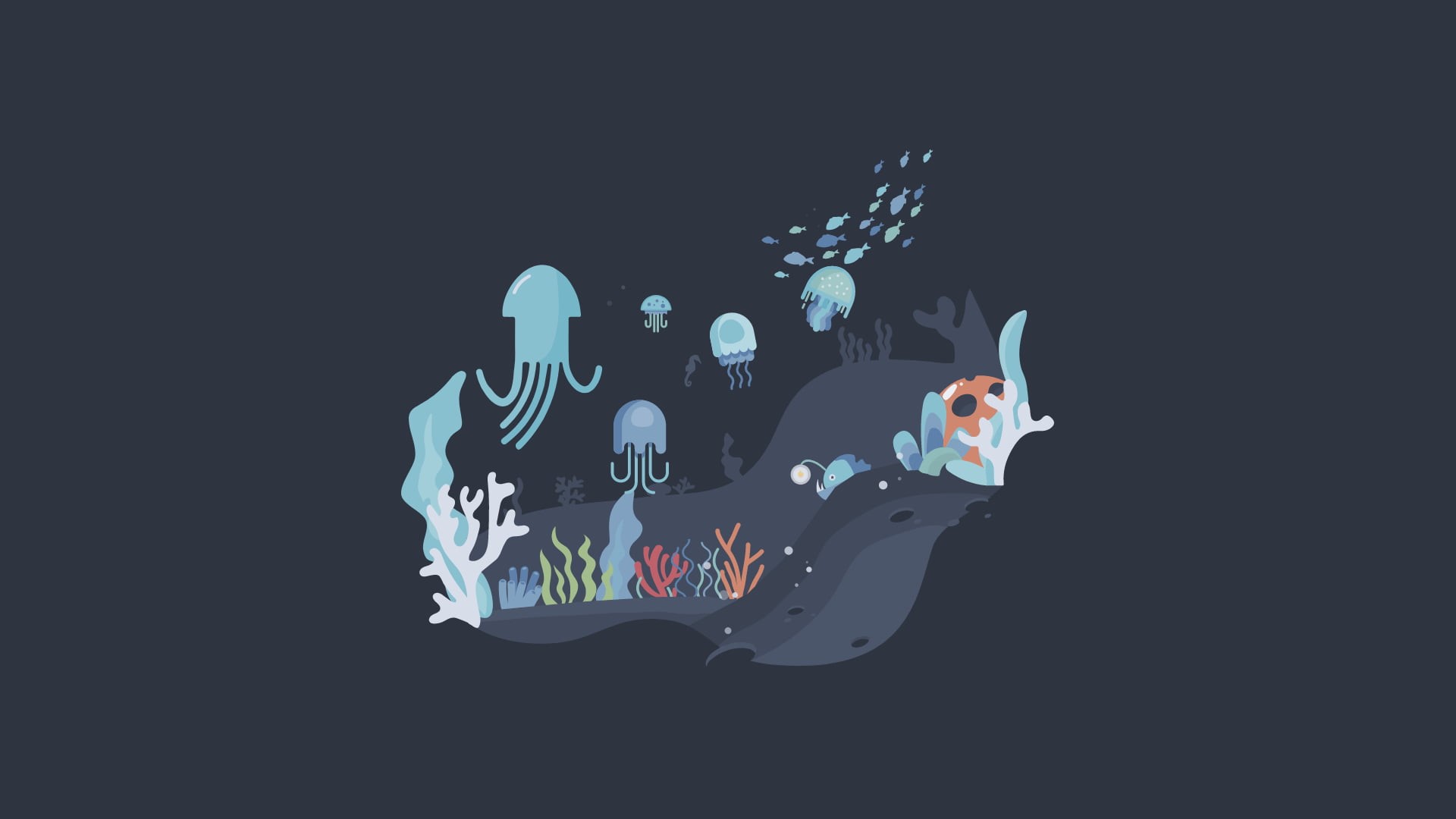 artwork, jellyfish, minimalism, 1080P, HD Wallpaper