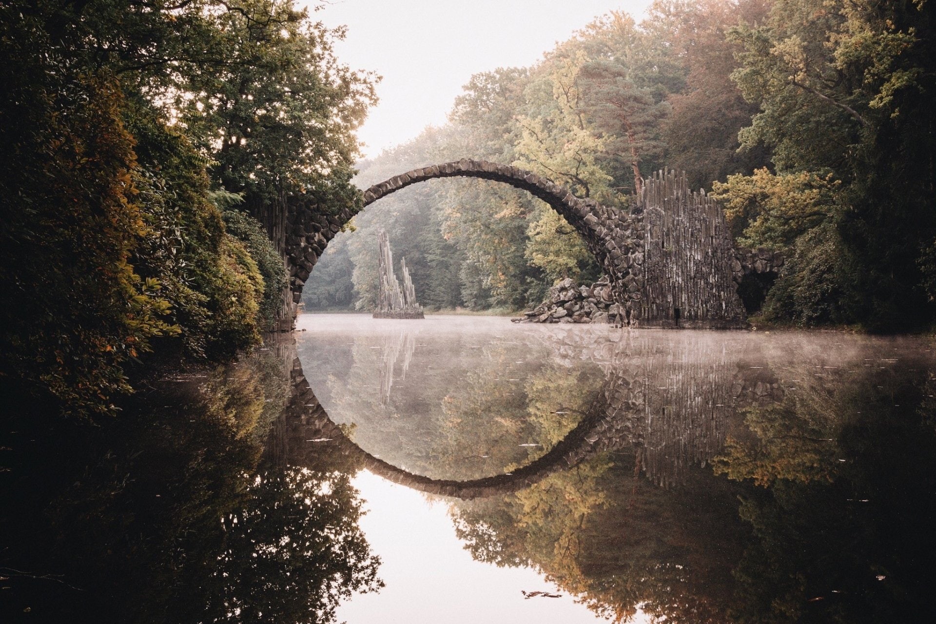 Water, 1080P, Forest, Devils Bridge, Bridge, Man Made, Lake, HD Wallpaper