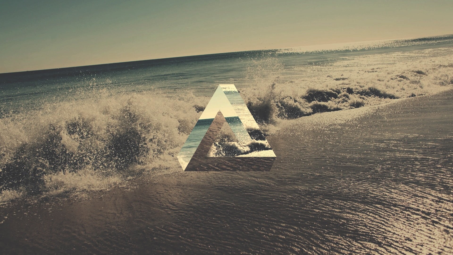 aquatic sport, clear sky, 1080P, architecture, horizon over water, geometry, water, Penrose triangle, horizon, triangle, outdoors, land, scenics - nature, HD Wallpaper