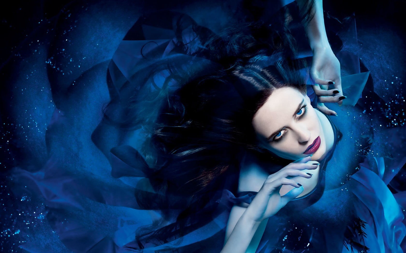 blue, women, one person, Hollywood, 720P, Eva Green, adult, young women, beautiful woman, hairstyle, young adult, digital composite, make-up, nightlife, HD Wallpaper