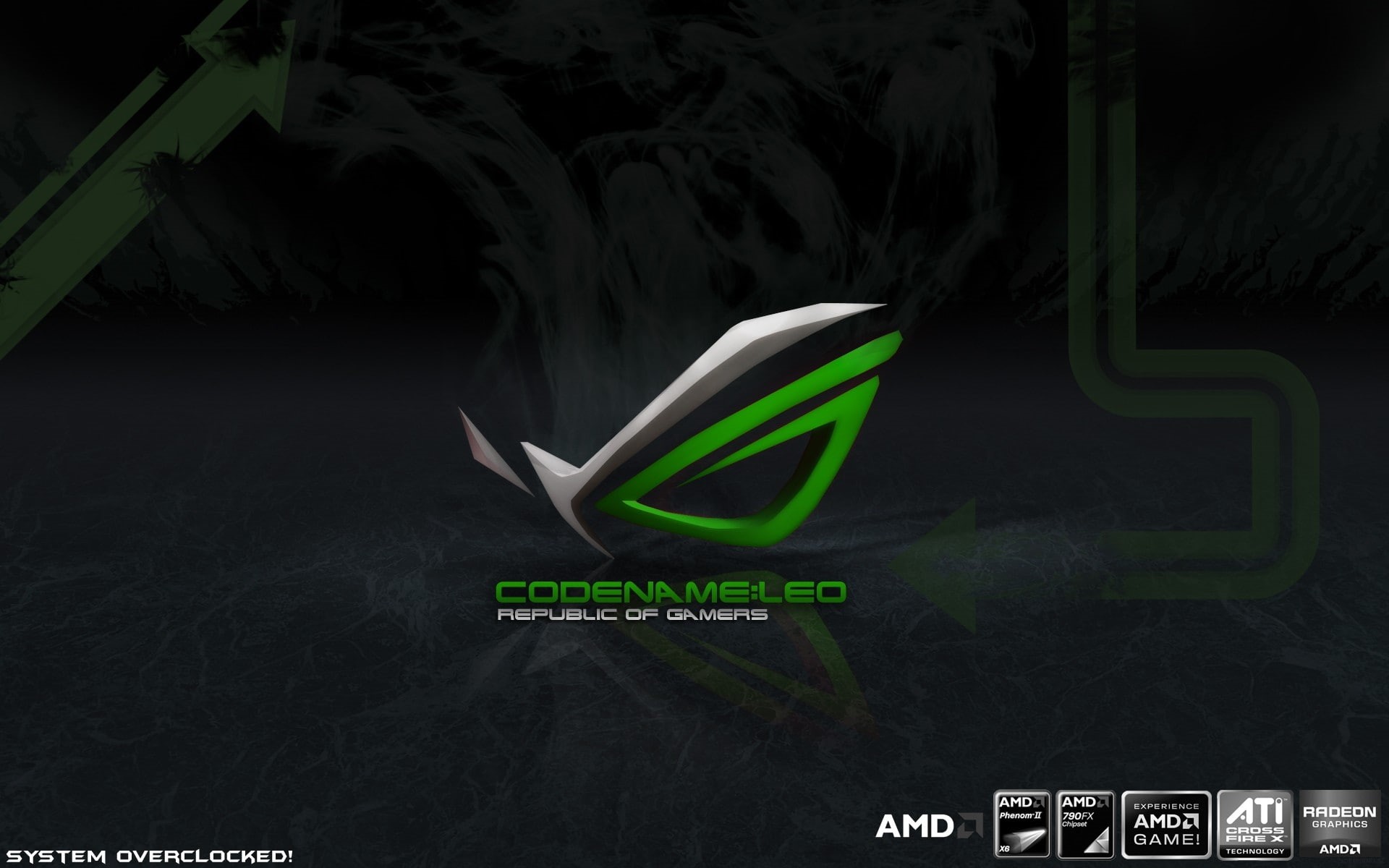 asus, technology, rog, art, Green, 1080P, Computers, republic, x, hd, gamers, HD Wallpaper