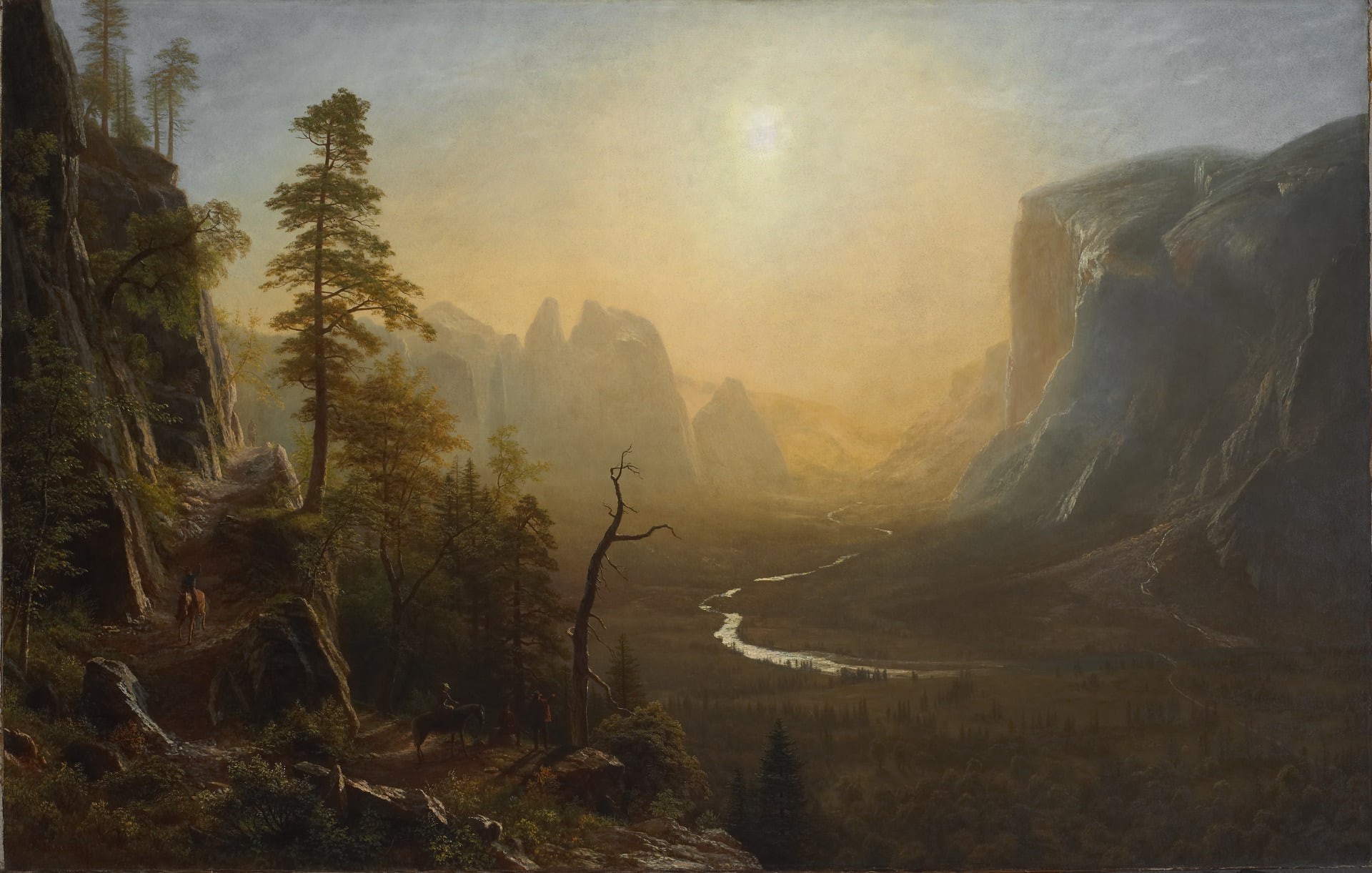 painting, Yosemite Valley, 1080P, Glacier Point Trail, picture, Albert Bierstadt, HD Wallpaper