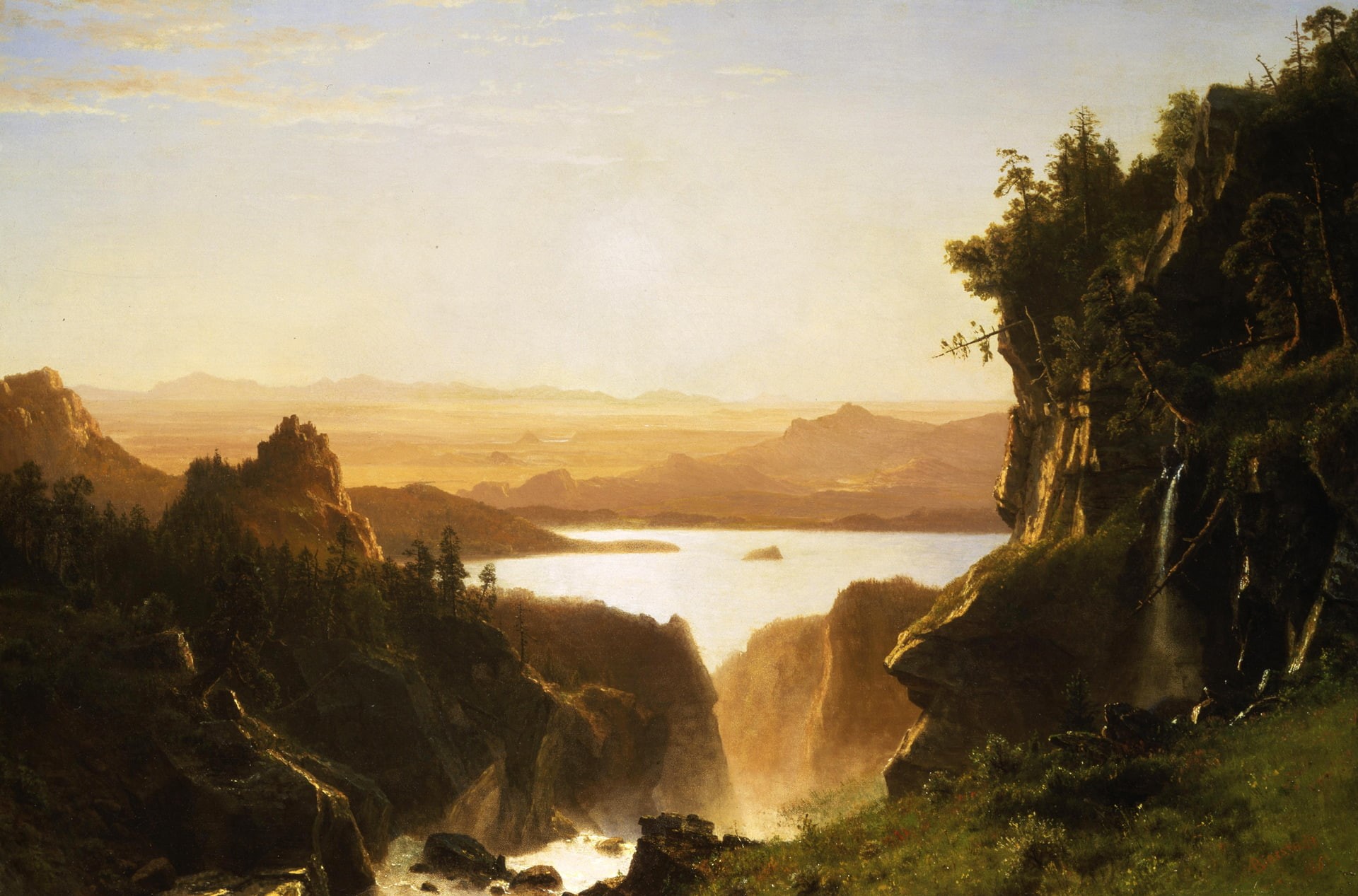 nature, Island Lake. Wind River Range. Wyoming, landscape, picture, Albert Bierstadt, 1080P, HD Wallpaper