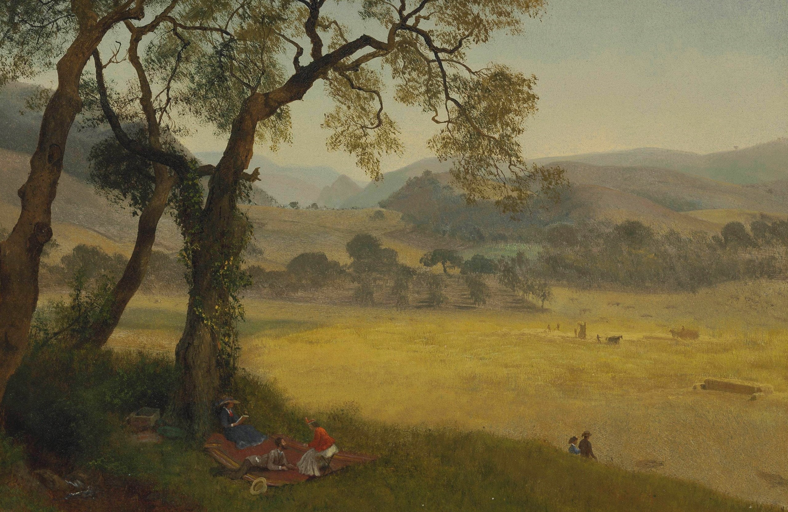 2K, picture, landscape, Golden Summer Day near Oakland, Albert Bierstadt, HD Wallpaper