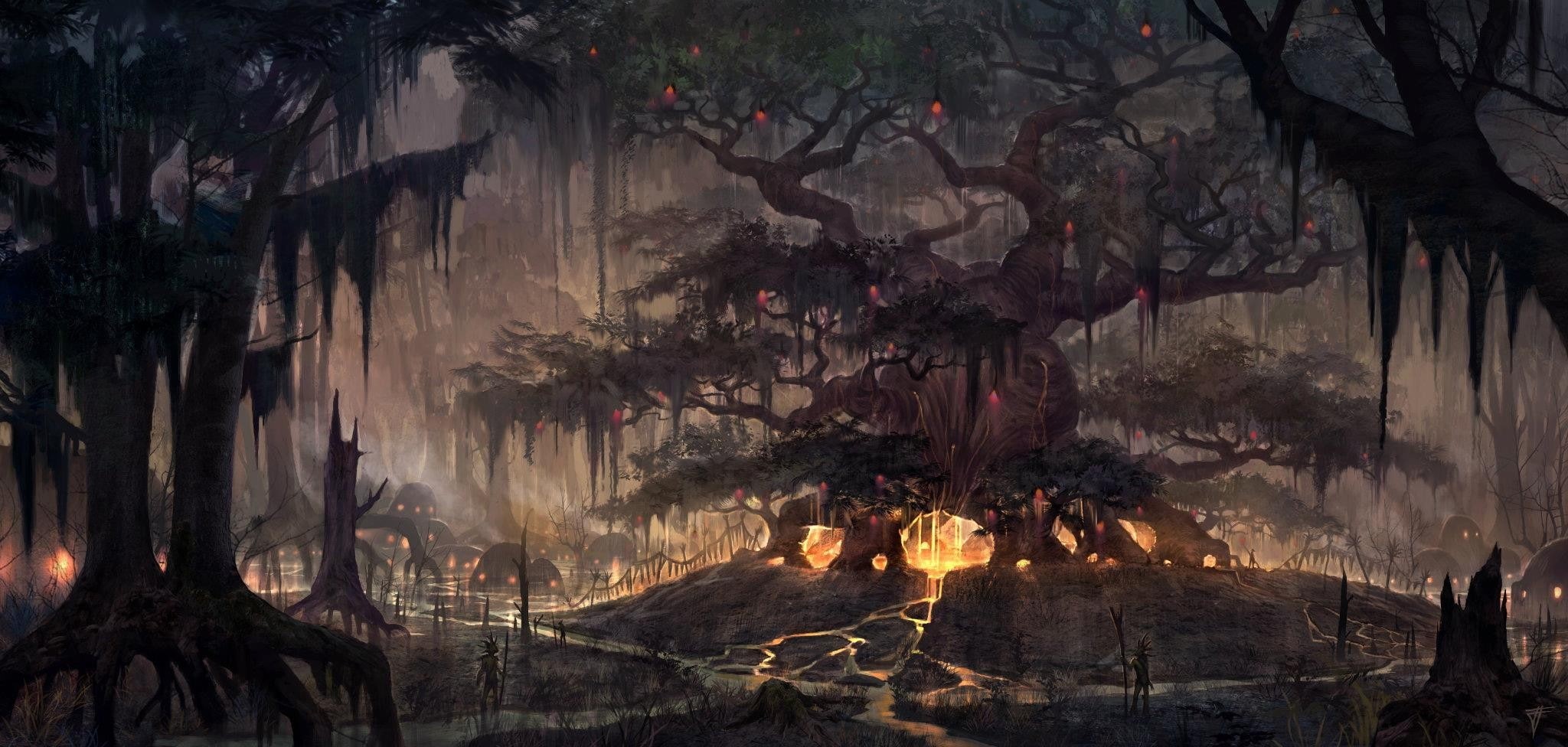 1080P, swamp, forest, fantasy art, HD Wallpaper