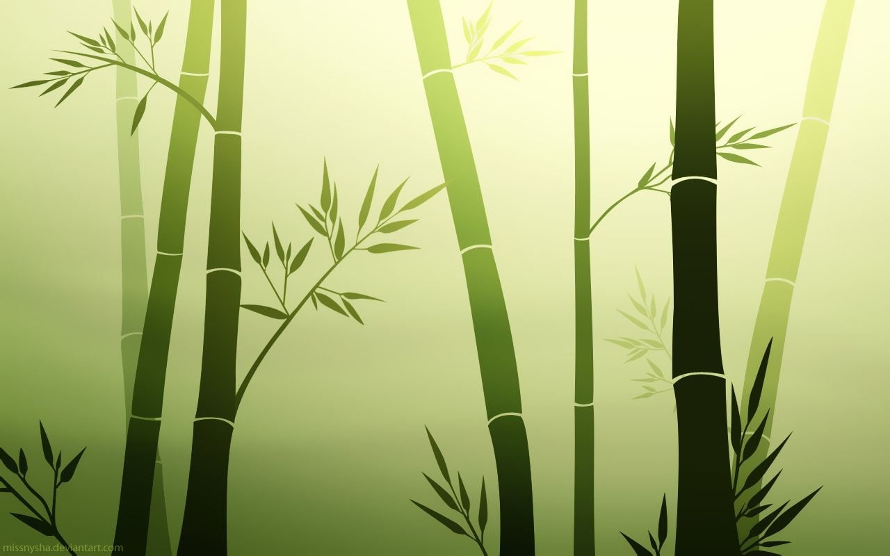 plant stem, day, tranquility, green color, digital art, vector, bamboo, marijuana - herbal cannabis, artwork, bamboo - plant, outdoors, white, beauty in nature, HD Wallpaper