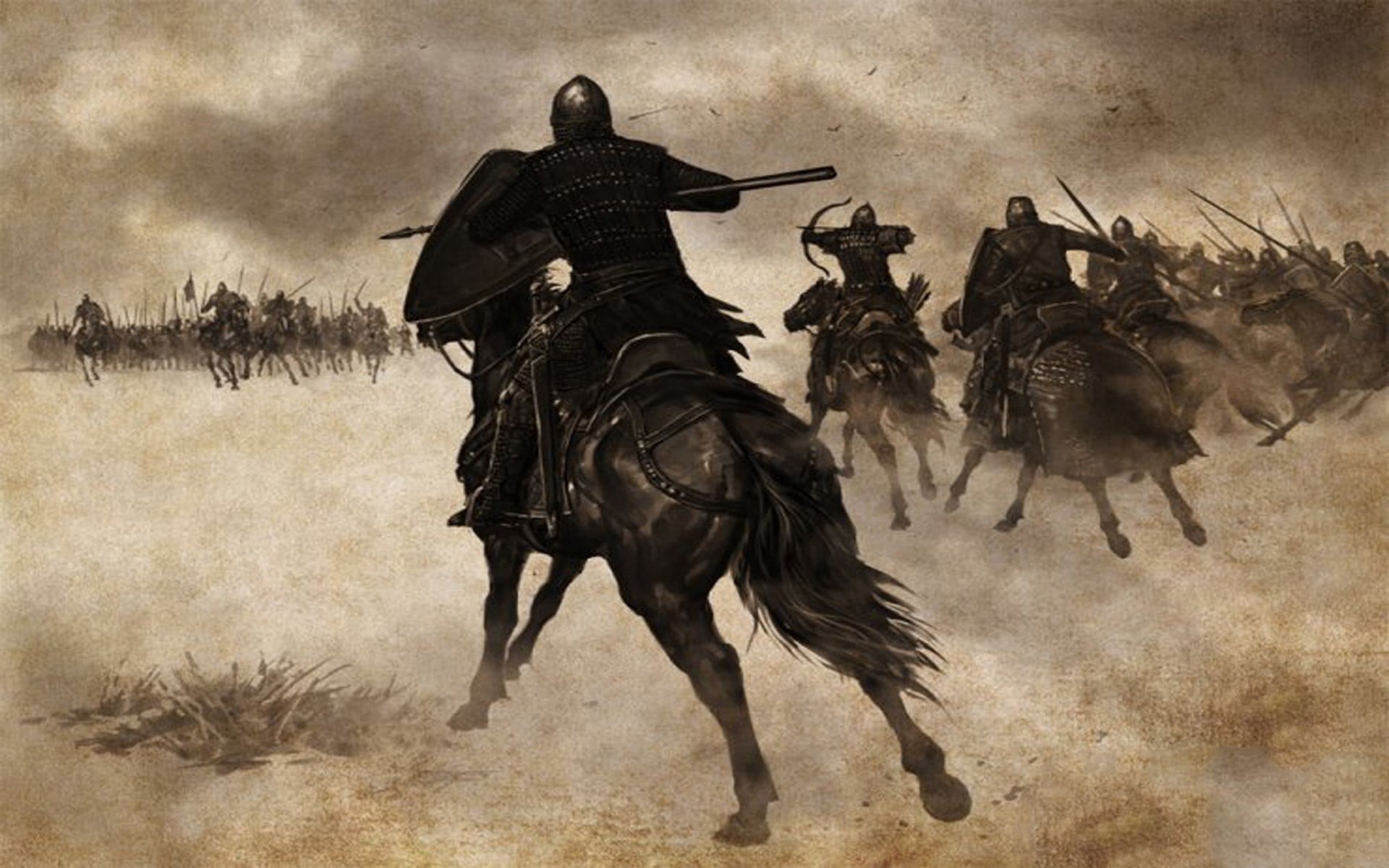 riding, fantasy art, herbivorous, dust, animal themes, running, video games, animal, activity, livestock, warrior, domestic, animal wildlife, plant, group of animals, HD Wallpaper