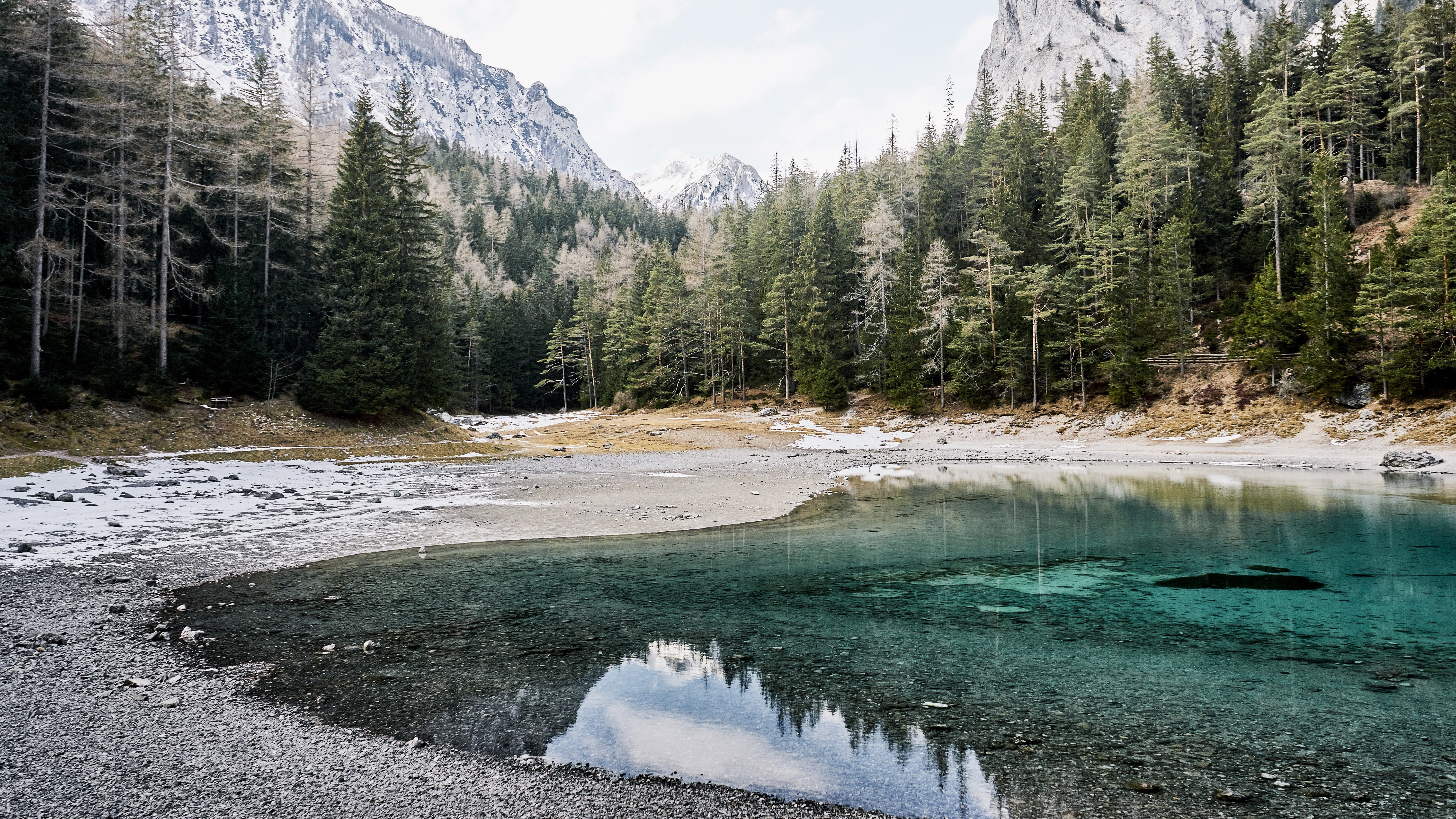scenics - nature, 5K, pinaceae, Mountains, hot spring, Lake, pine woodland, beauty In Nature, color Image, non-urban scene, photos, gruner, cloud - sky, HD Wallpaper