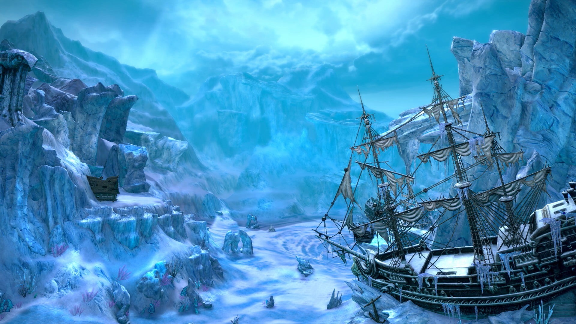 water, Tera Rising , 1080P, snow, environment, ice, tranquil scene, tranquility, nature, outdoors, black, winter, video games, sky, icicle, sea, scenics - nature, HD Wallpaper